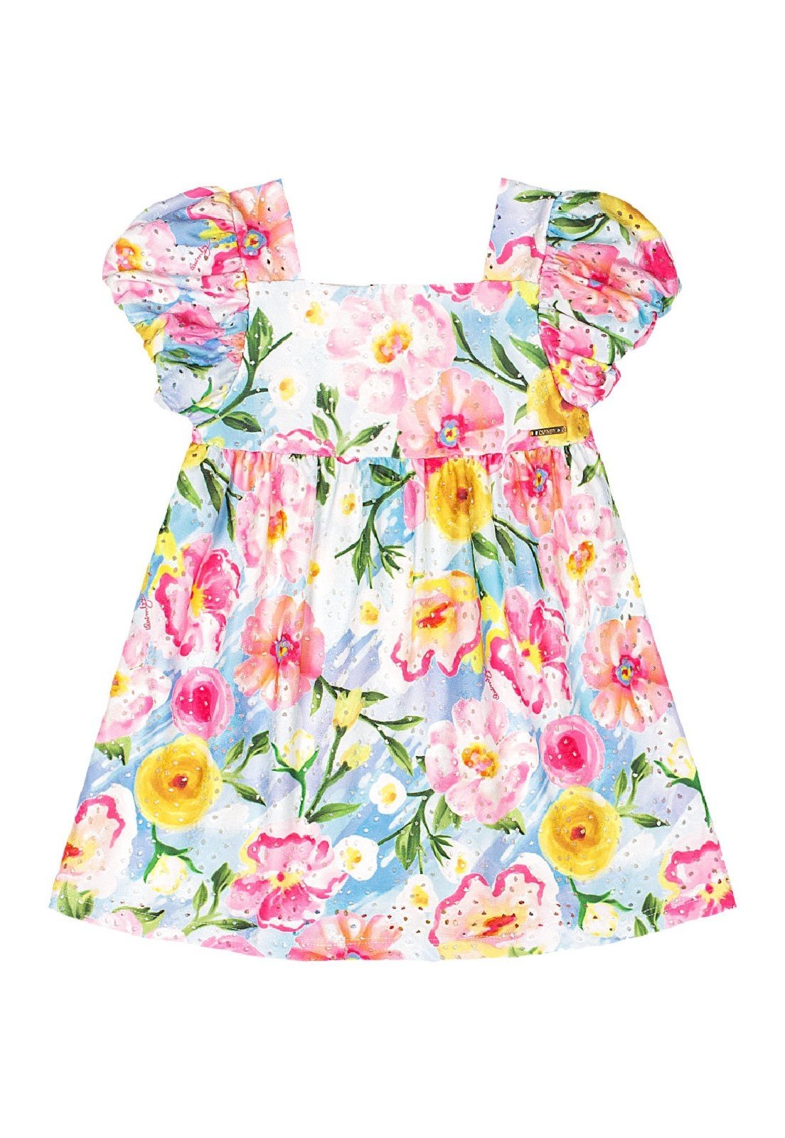 Vista 3 Infantil - Vestido para em Laise Estampado Quimby azul Quimby azul