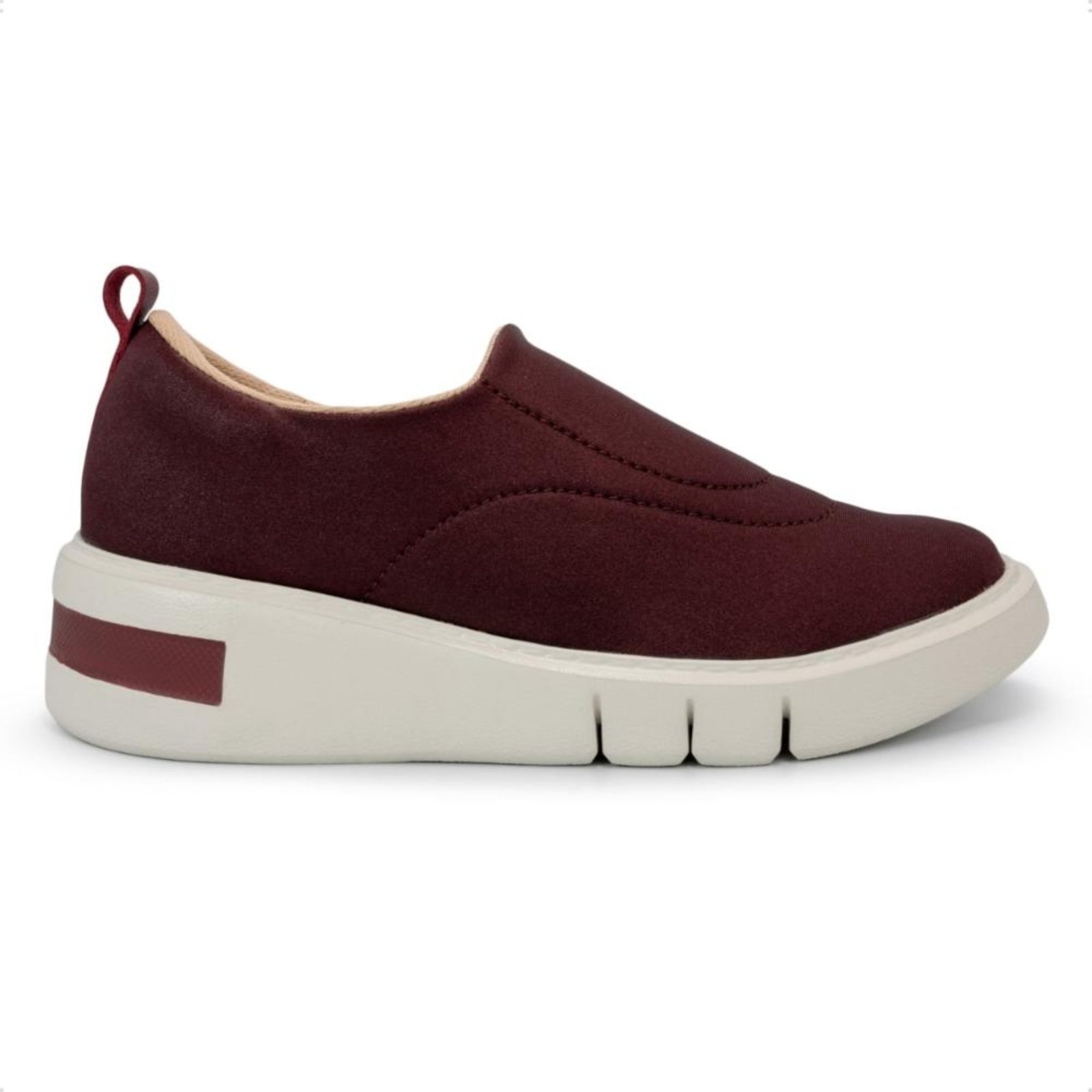 Tênis Usaflex Feminino Slip On Tecido Detalhe Costura Casual AM01009 Vinho