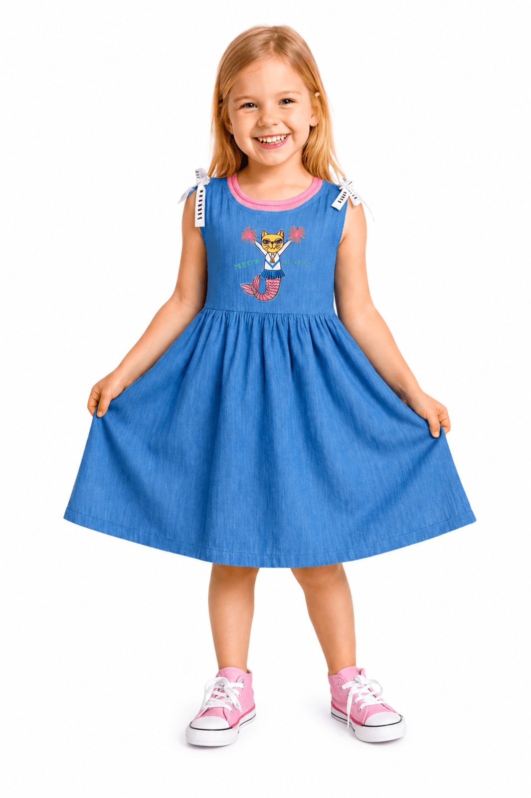 Infantil - Vestido Animadoras Subaquáticas Alphabeto Azul