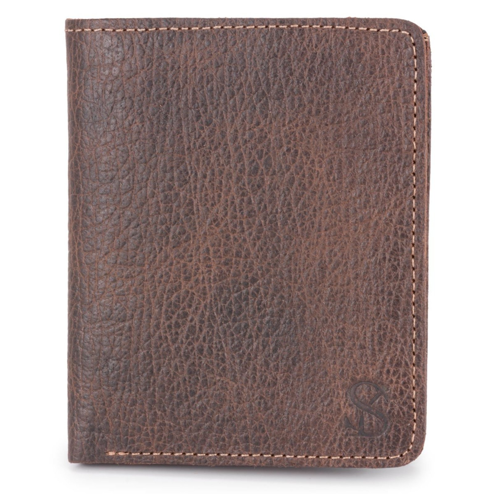 Carteira Masculina Porta Cartão Slim Vertical Couro Legítimo ello griff Marrom Escuro