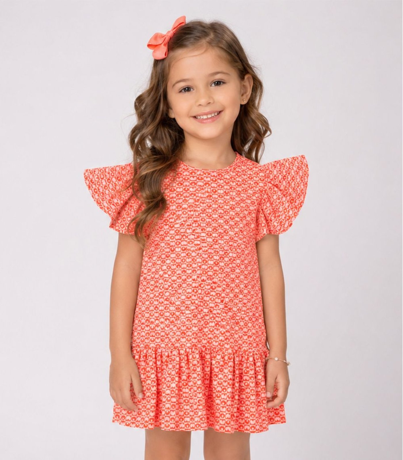 Infantil - Vestido Menina Em Jacquard Vegas Select Laranja
