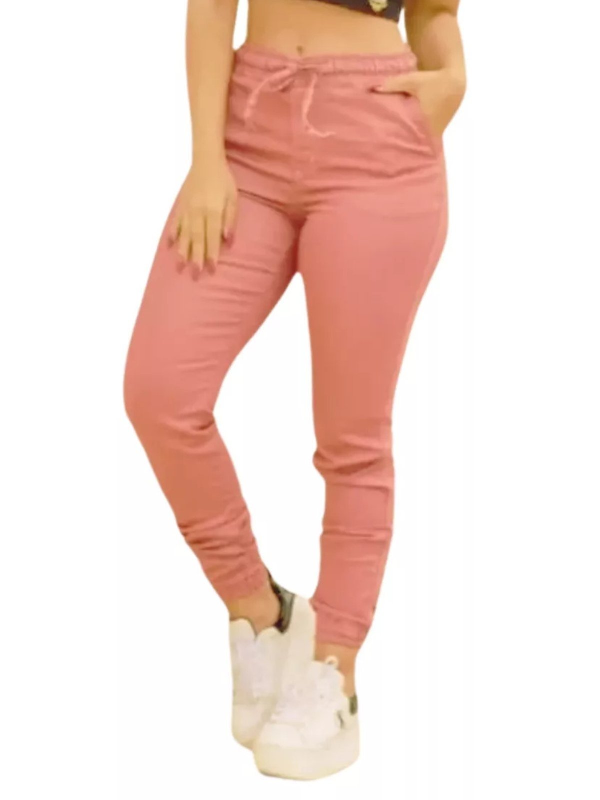 Calça Jogger Feminina Jeans Lighte Rosa