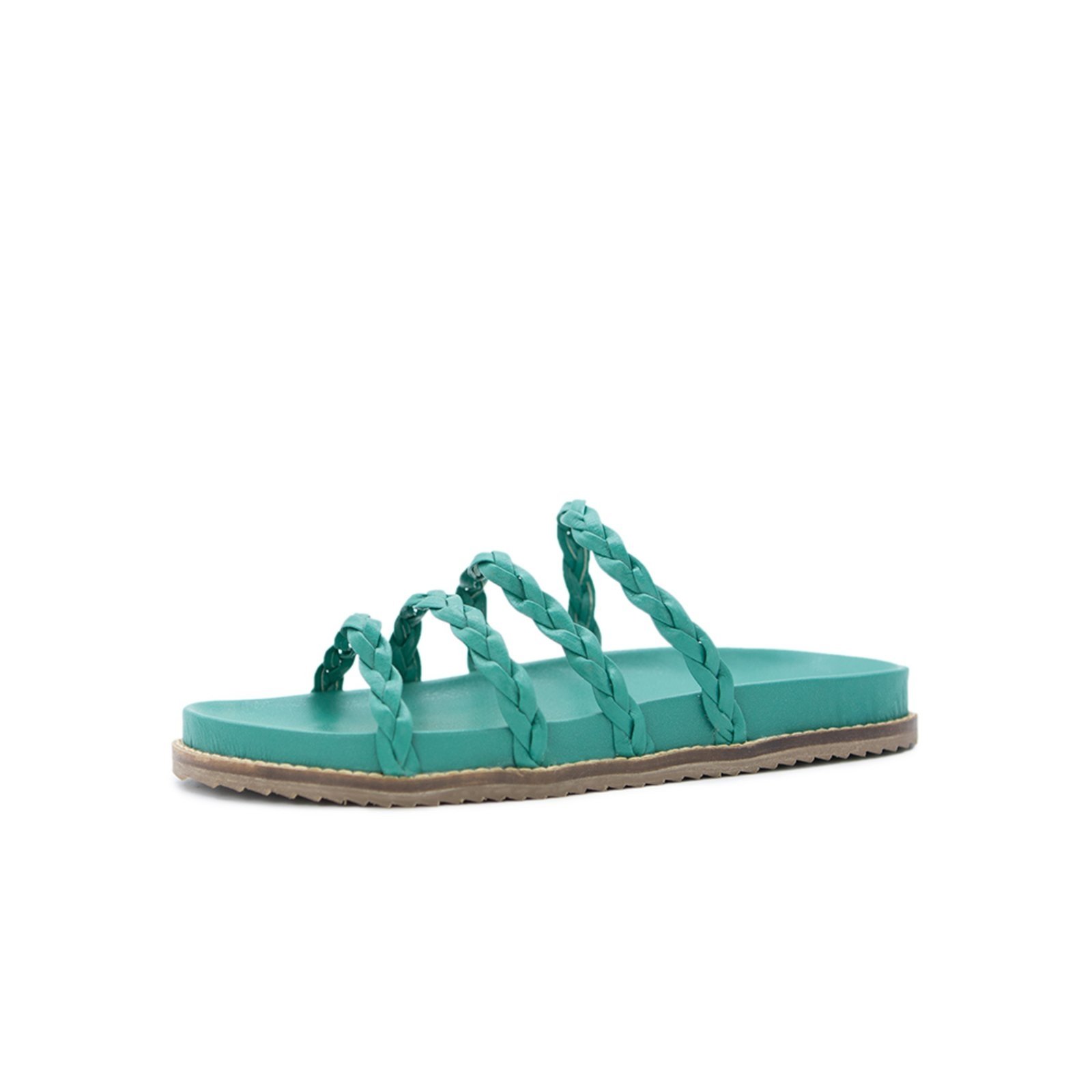 Papete Rasteira Sandalia Flat Verde Salsa Kuento Shoes