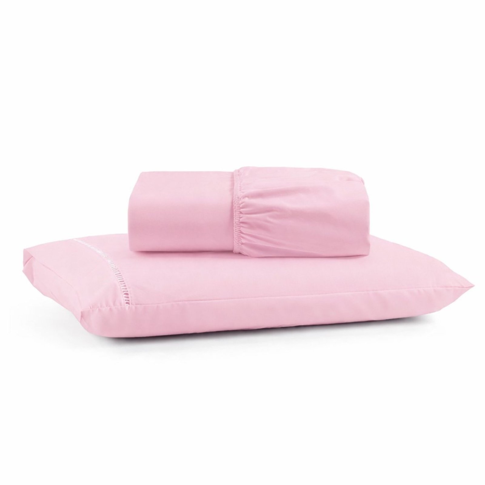 Jogo de Lençol Solteiro Premium Soft 600 Fios Micropercal Rosa Ponto Palito Toque Macio 2 Peças