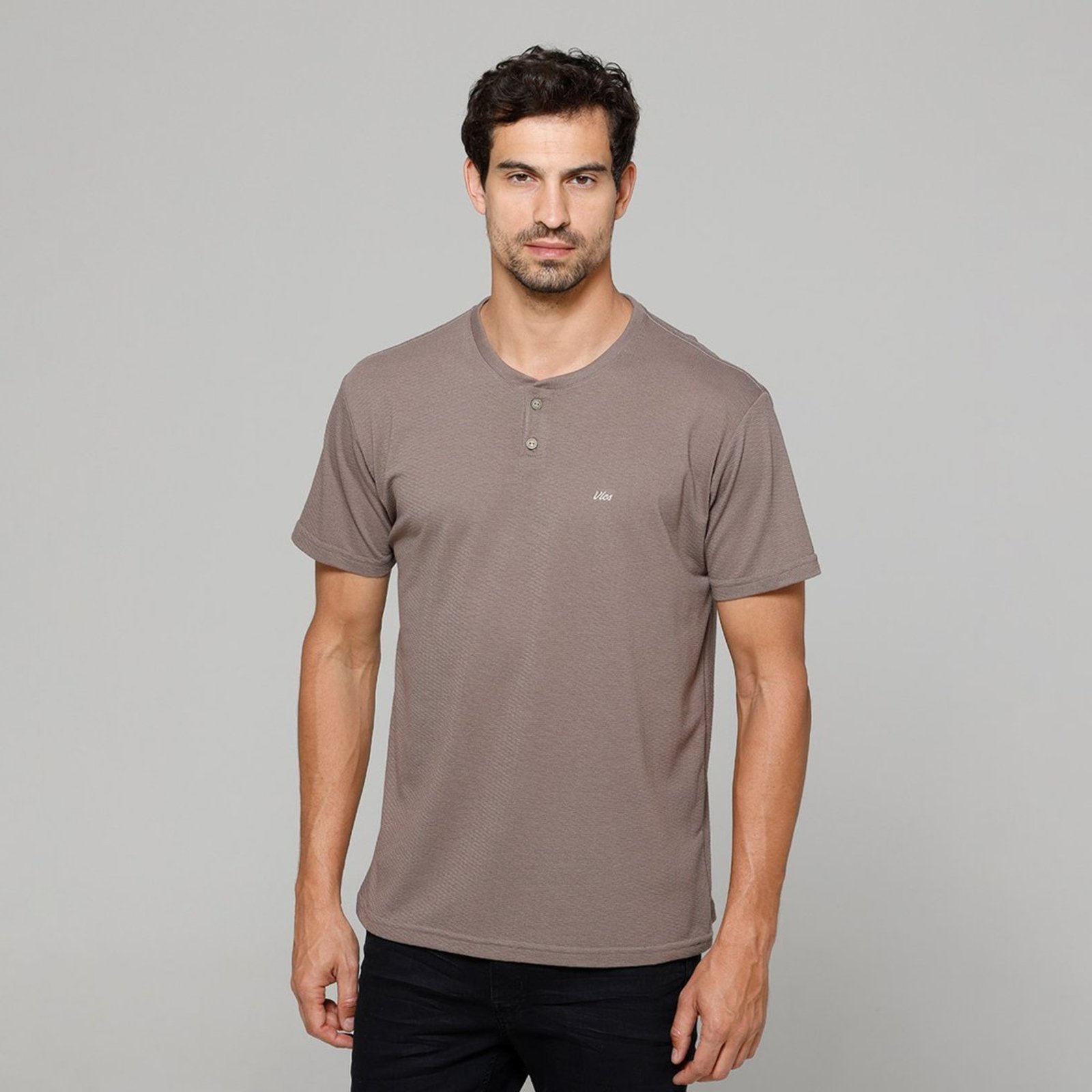 Camiseta Masculina Botões Frontais Outline Capuccino VLCS