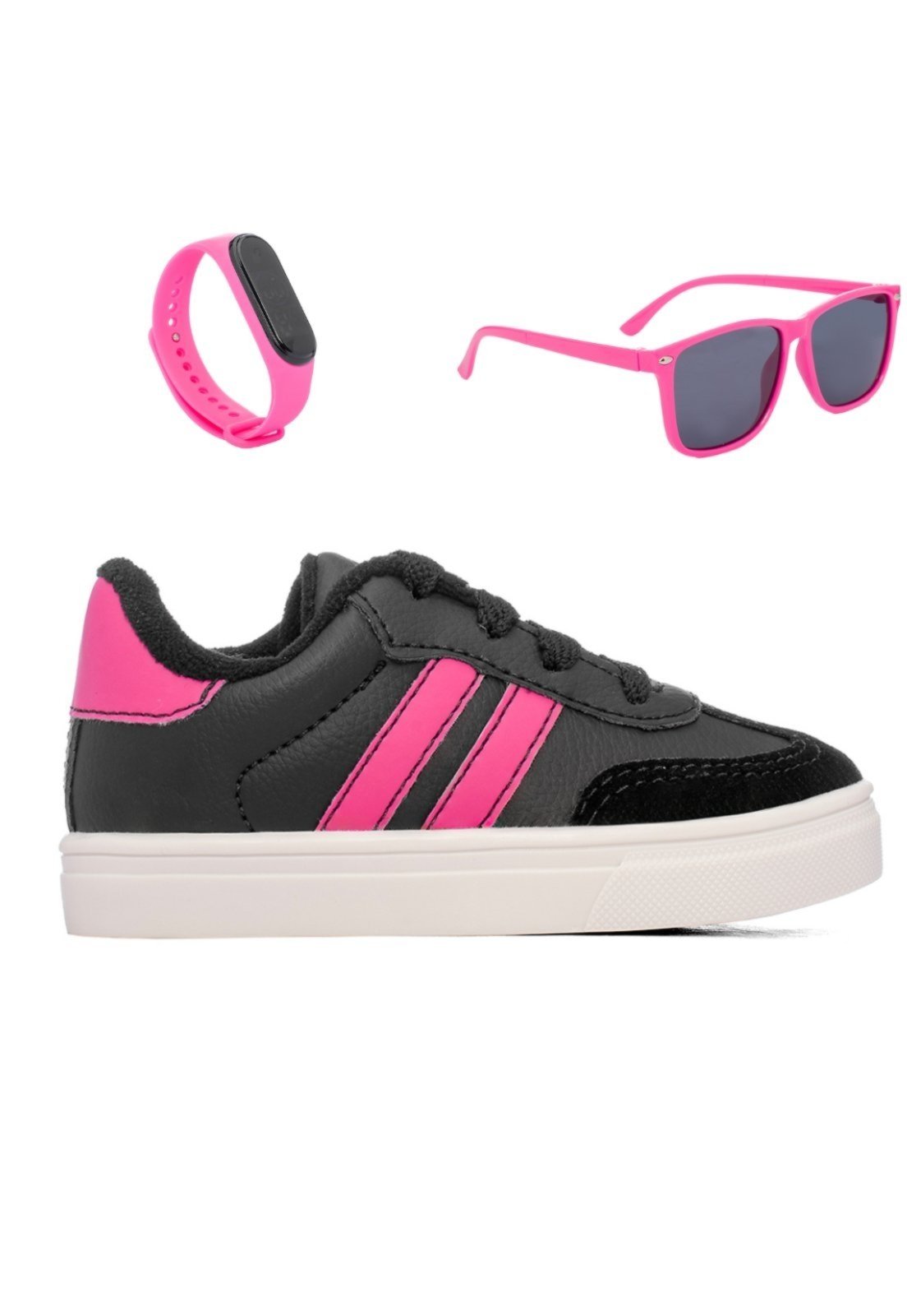 Infantil – Combo Tenis Casual Oculos Relogio Menina Funfy 340A Preto