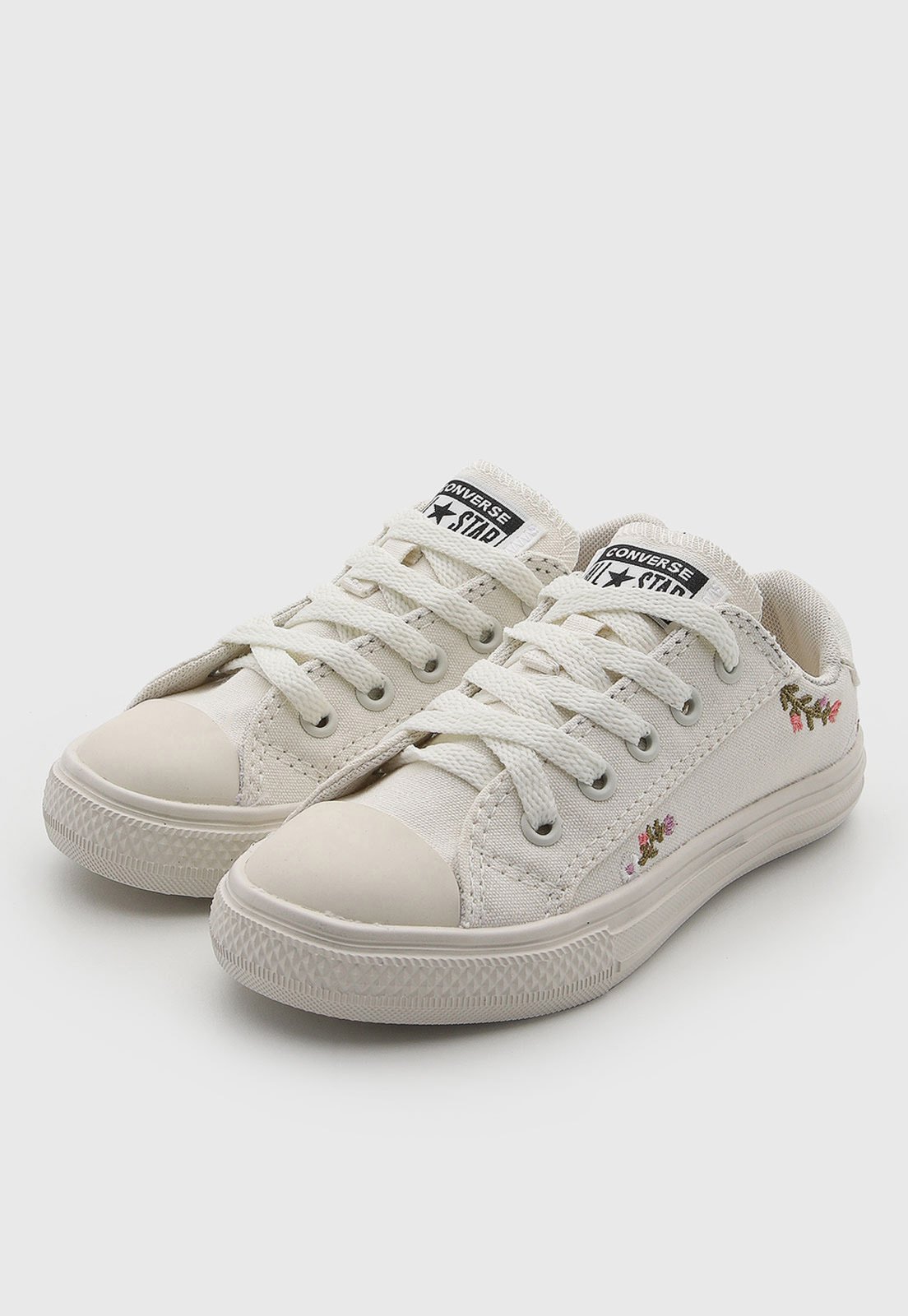 Infantil - Tênis Casual Converse Chuck Taylor All Star Bordado Off White
