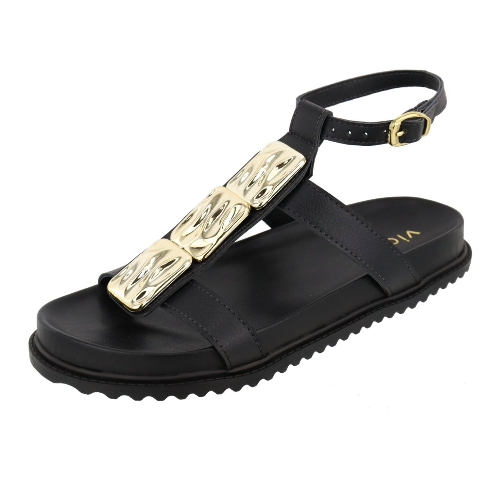 Papete Sandalia Vianza Detalhes Fivela Lateral Preto
