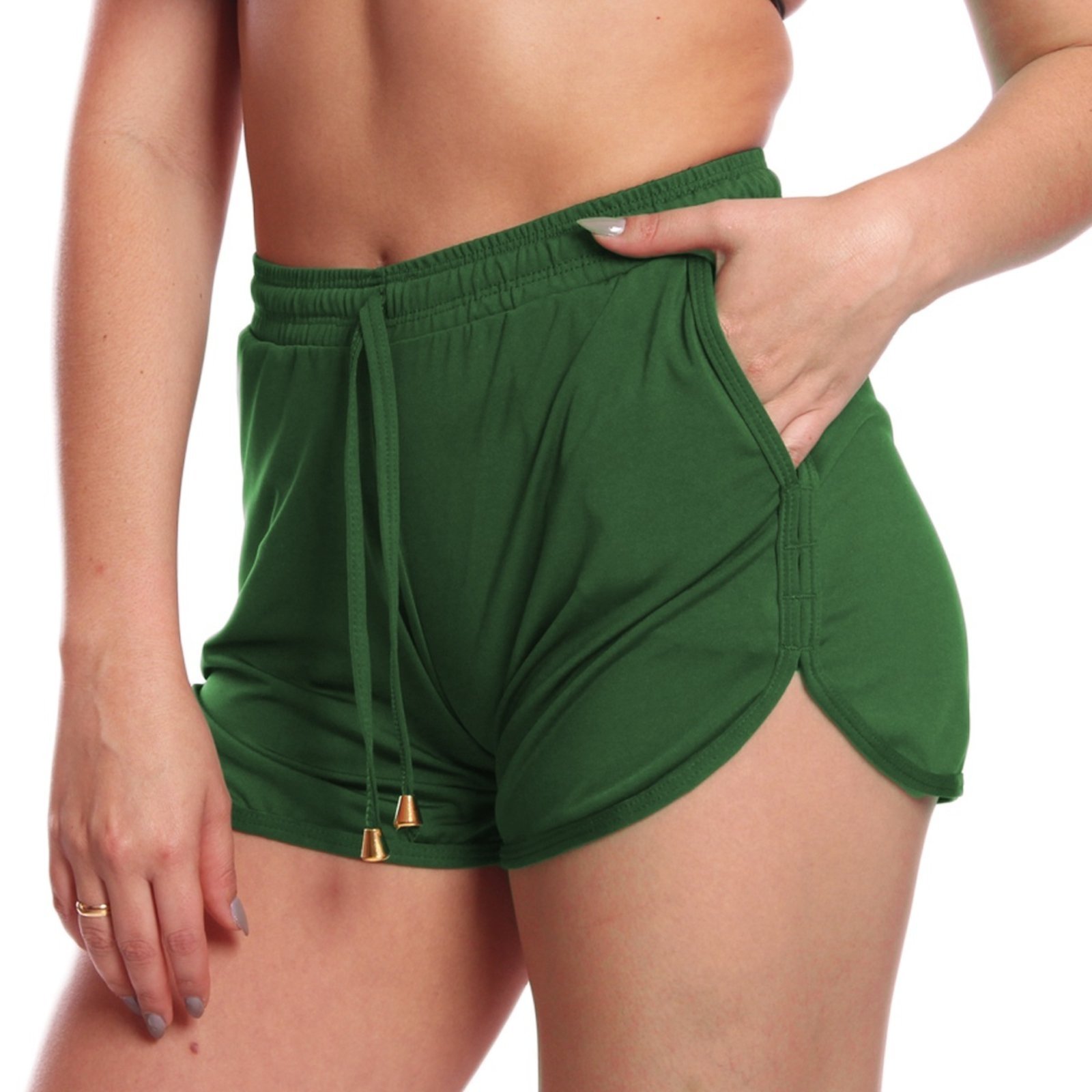 Short Saída Praia Piscina Bolso Academia Corrida FMF Verde