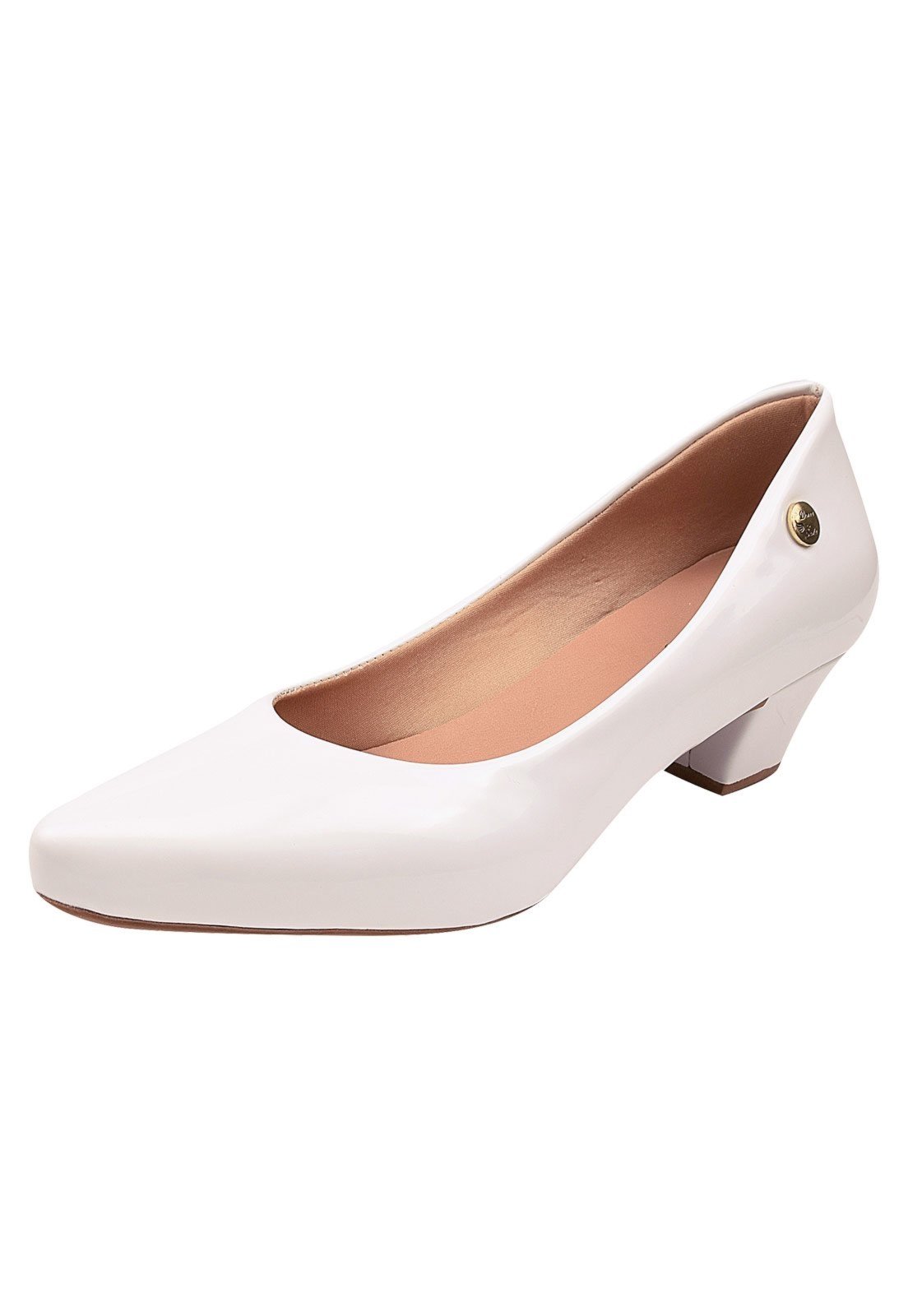 Scarpin Donna Santa Bico Fino Salto Baixo Branco