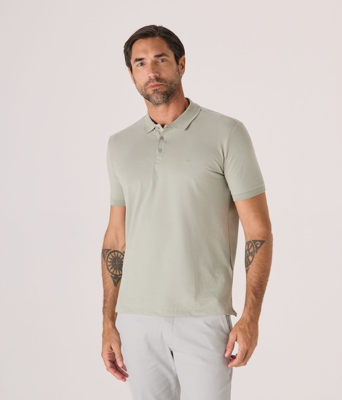 Polo Makenji Manga Curta Piquet Pima Masculina Verde Pistache