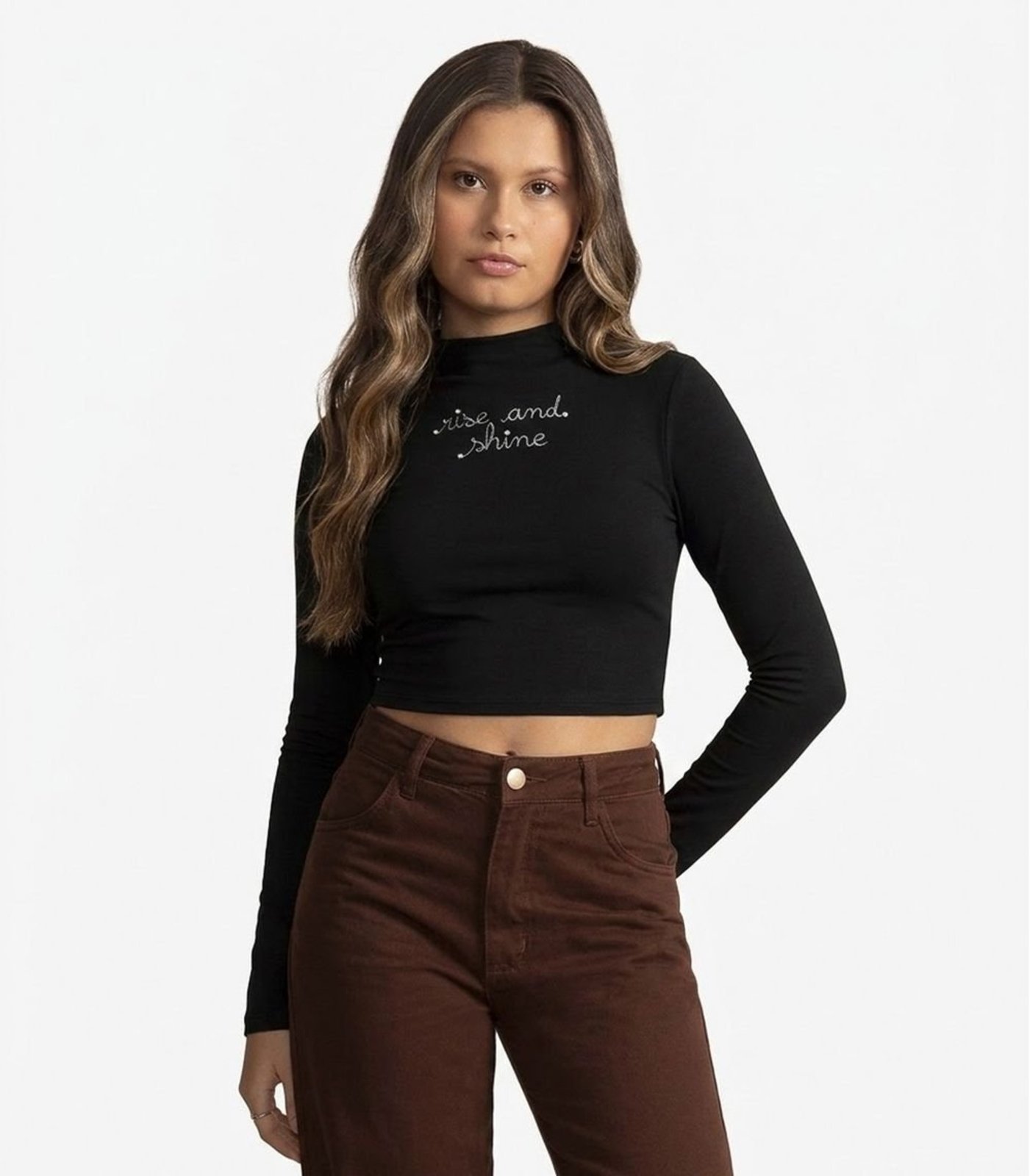 Infantil - Blusa Juvenil Longa Molecotton E Rebites Minty Preto