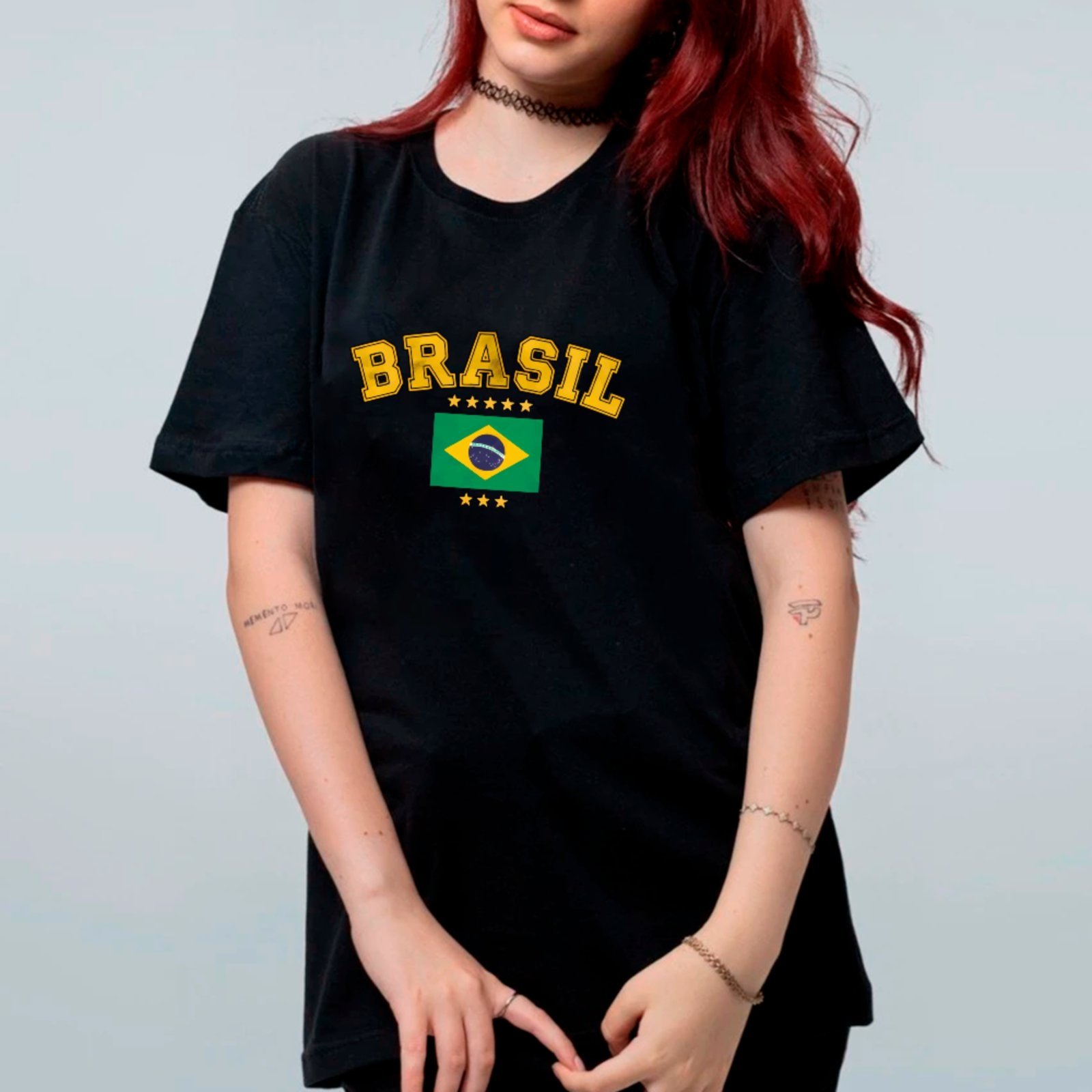Camiseta Ousy Básica Brasil Paixão Nacional Copa Do Mundo Unissex Preto