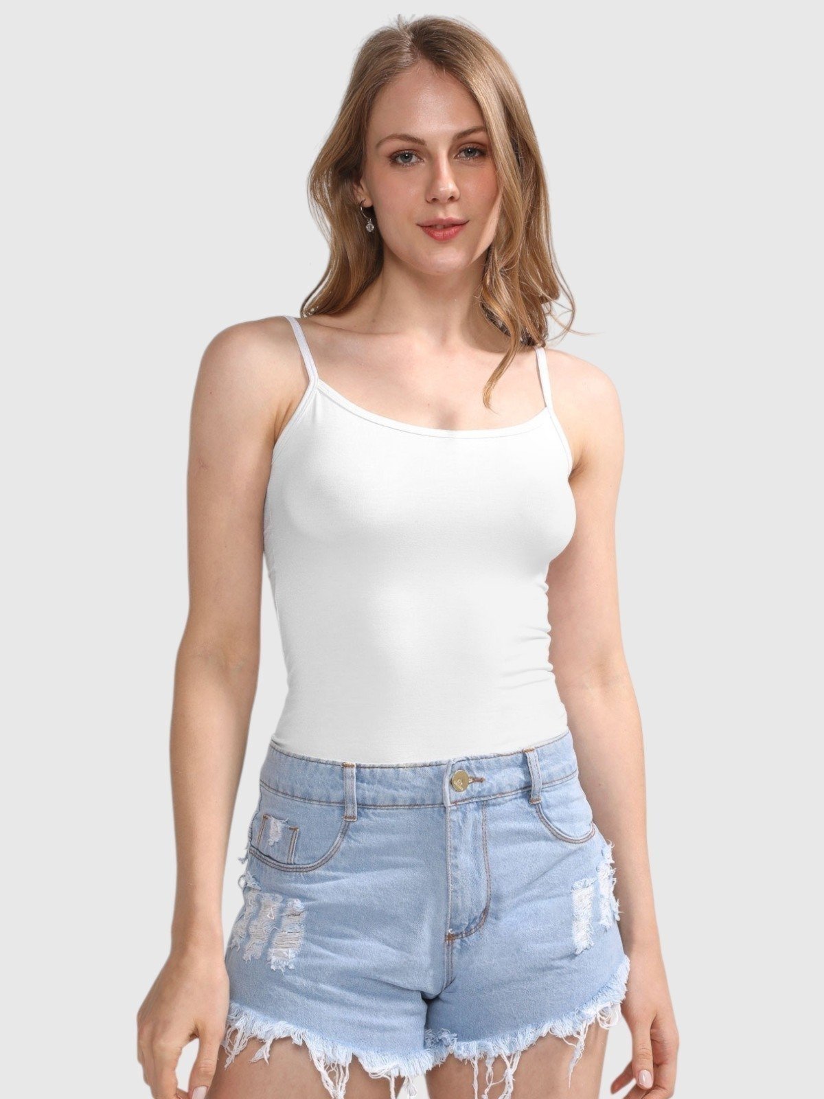 Camisa Alça Fina D Bell Outlet Fashion Branca