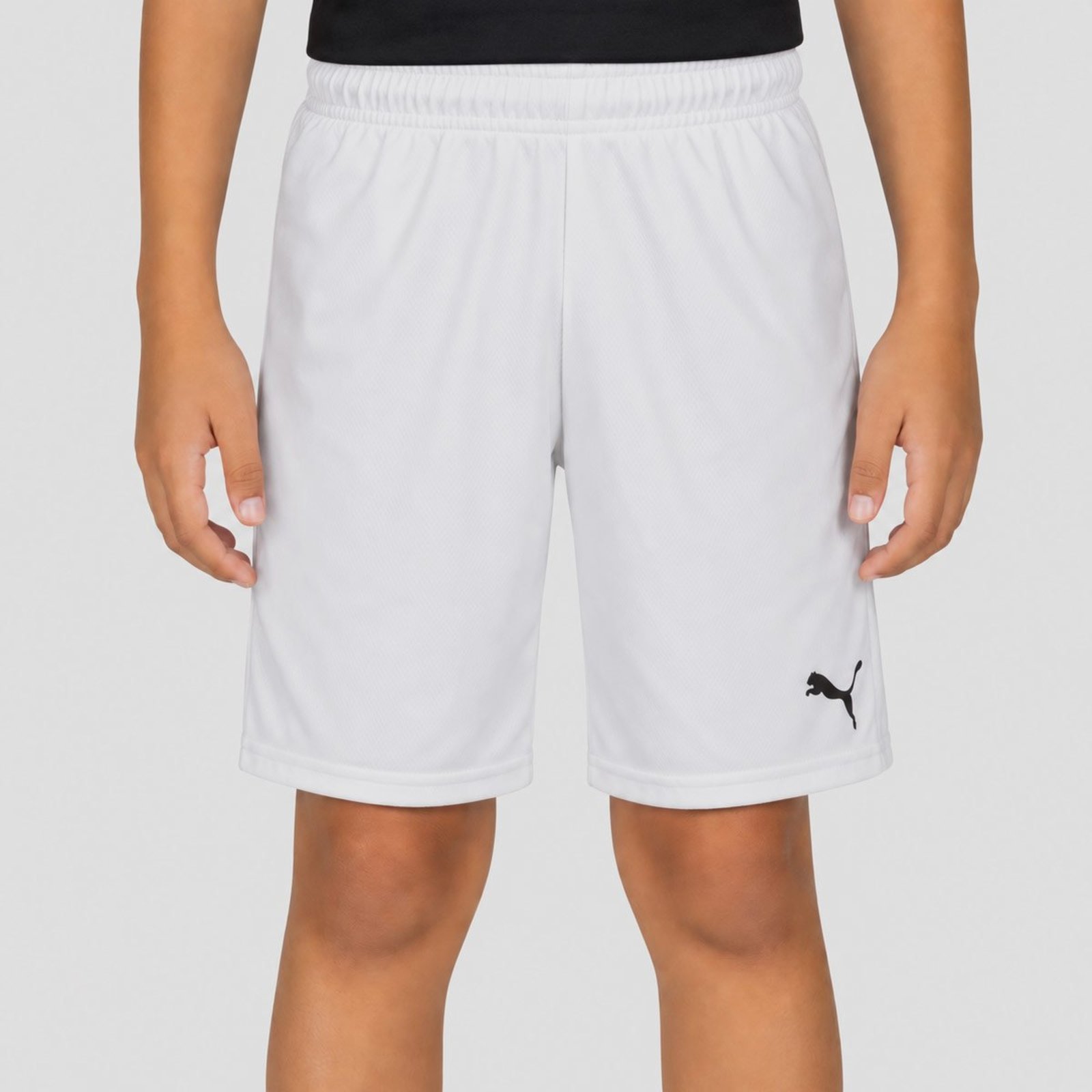 Shorts Puma Teamrise Juvenil Branco e Preto