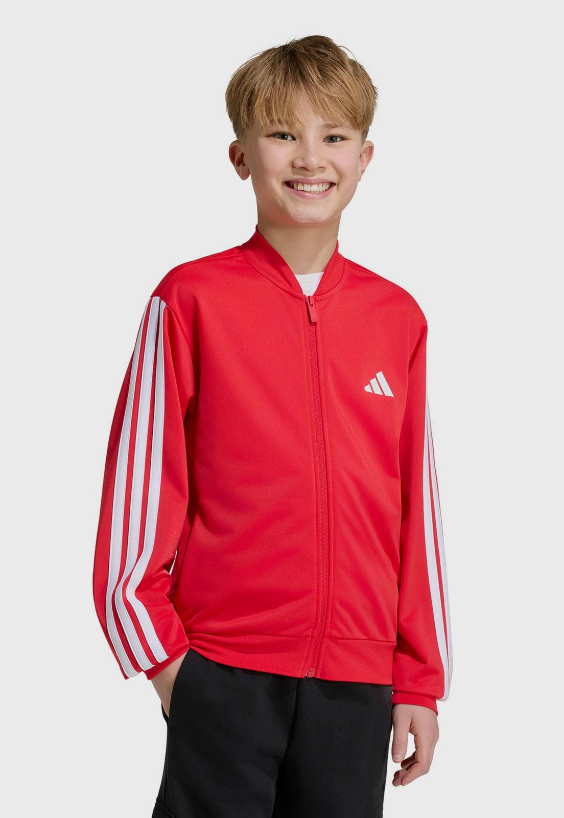 Infantil - Jaqueta adidas Sportswear 3 Stripes Vermelha