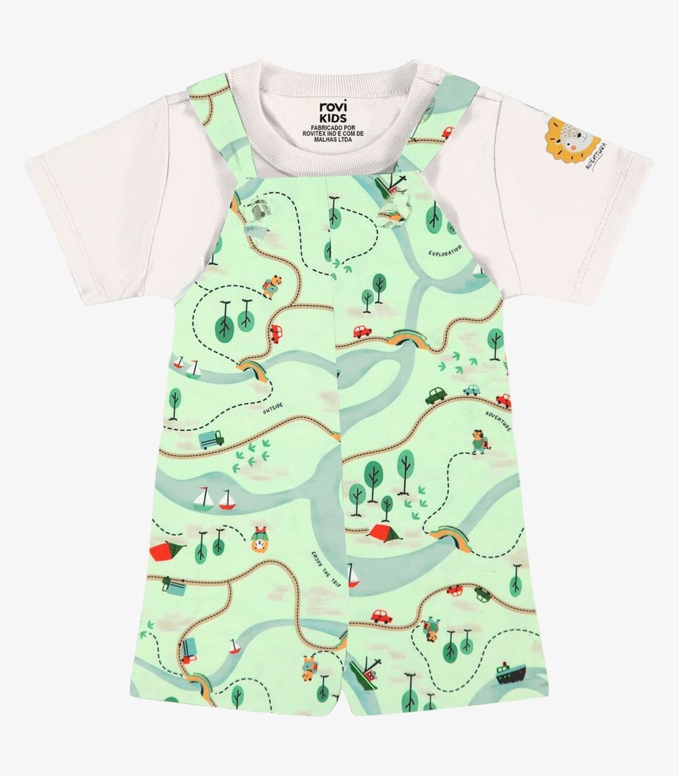 Infantil - Conjunto Camiseta E Jardineira Rovi Bege