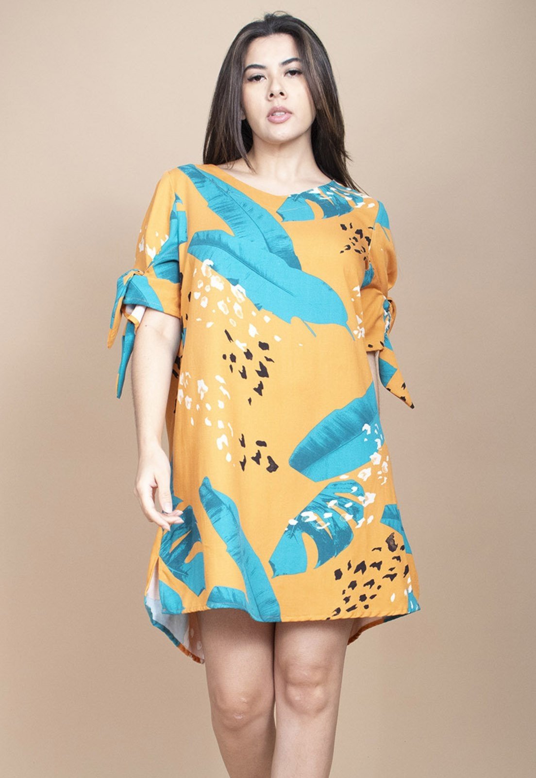 Vestido Curto Cabanafree Plano Estampa Aurora Botânica