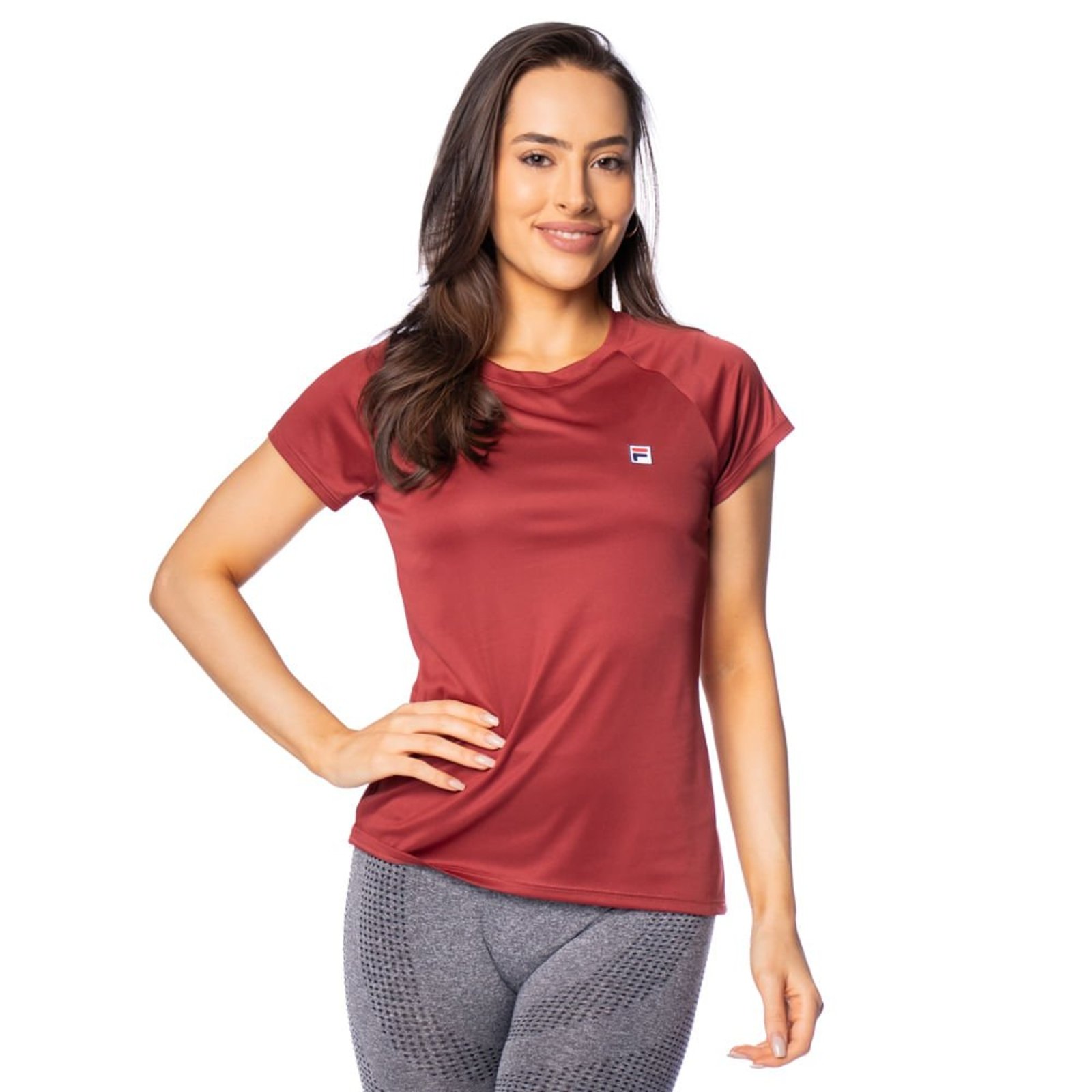 Vista 2 Camiseta Feminina Fila Tennis Basic vinho Fila vinho