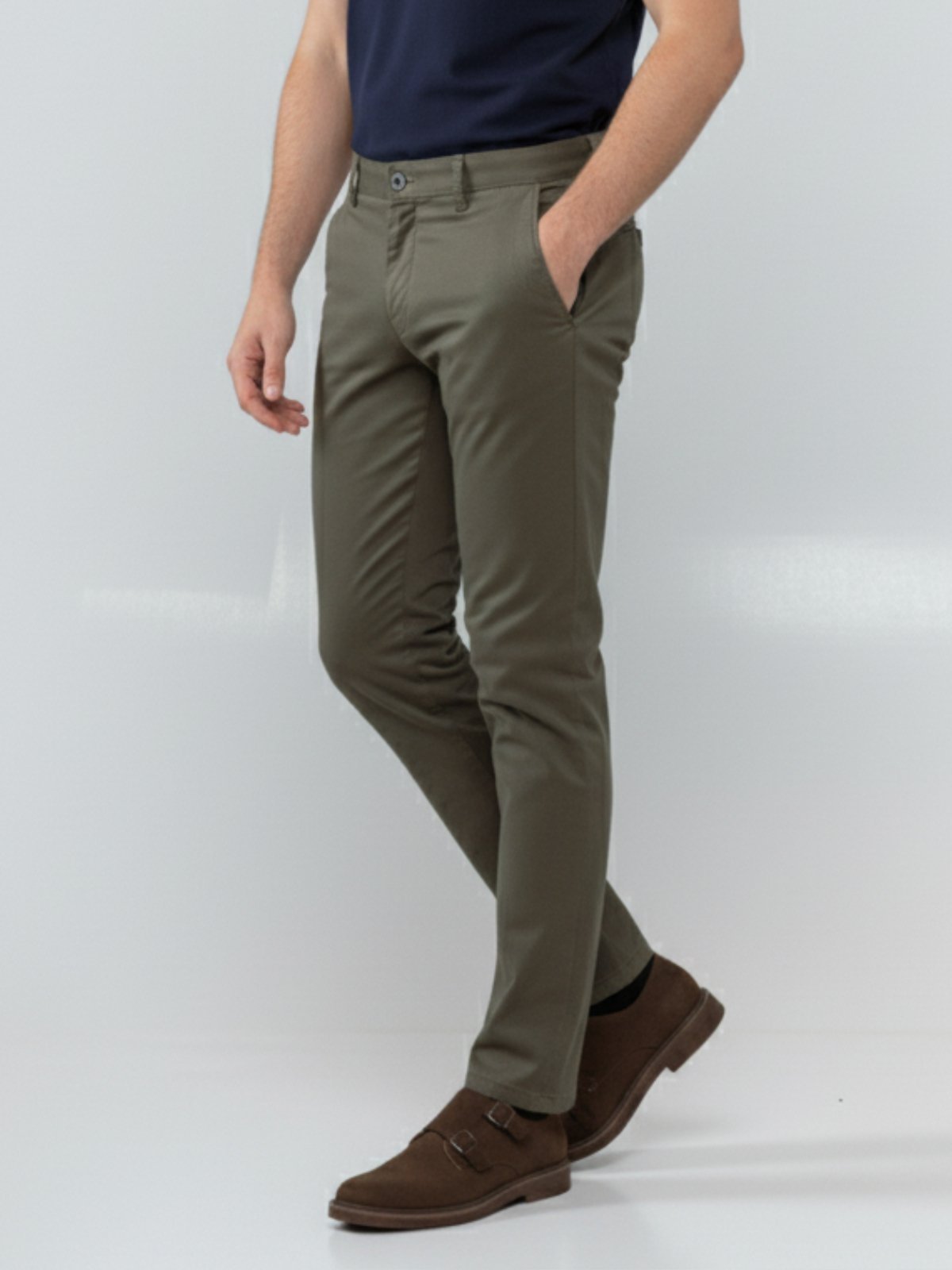 Calça Sarja Masculina Tempo Hábil Verde Militar Confortável para o Dia a Dia