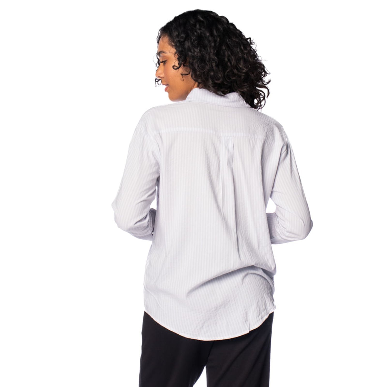 Vista 3 Camisa Feminina Pellini Listrada Manga Longa Claro azul Pellini azul