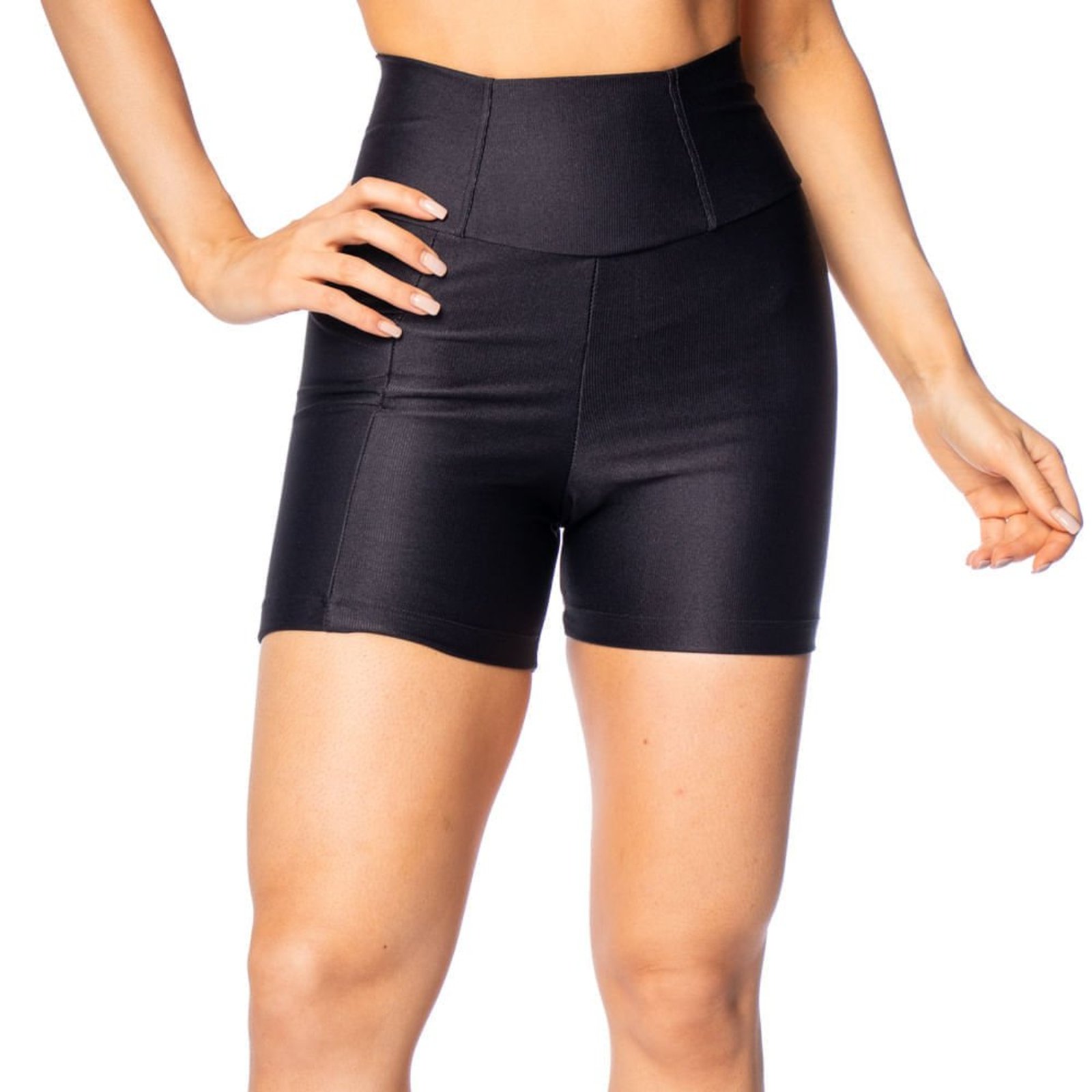 Short Feminino Estilo Do Corpo Cintura Alta Preto