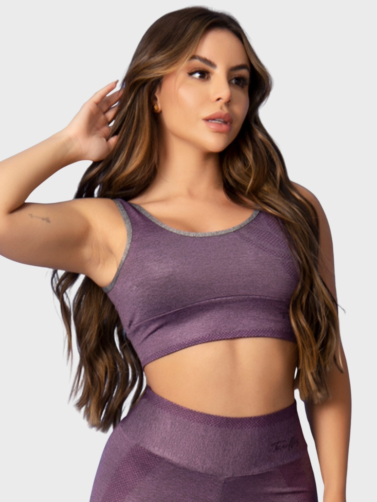 Top Fitness Tarelles Alça Larga Forrado Estampado Rosa