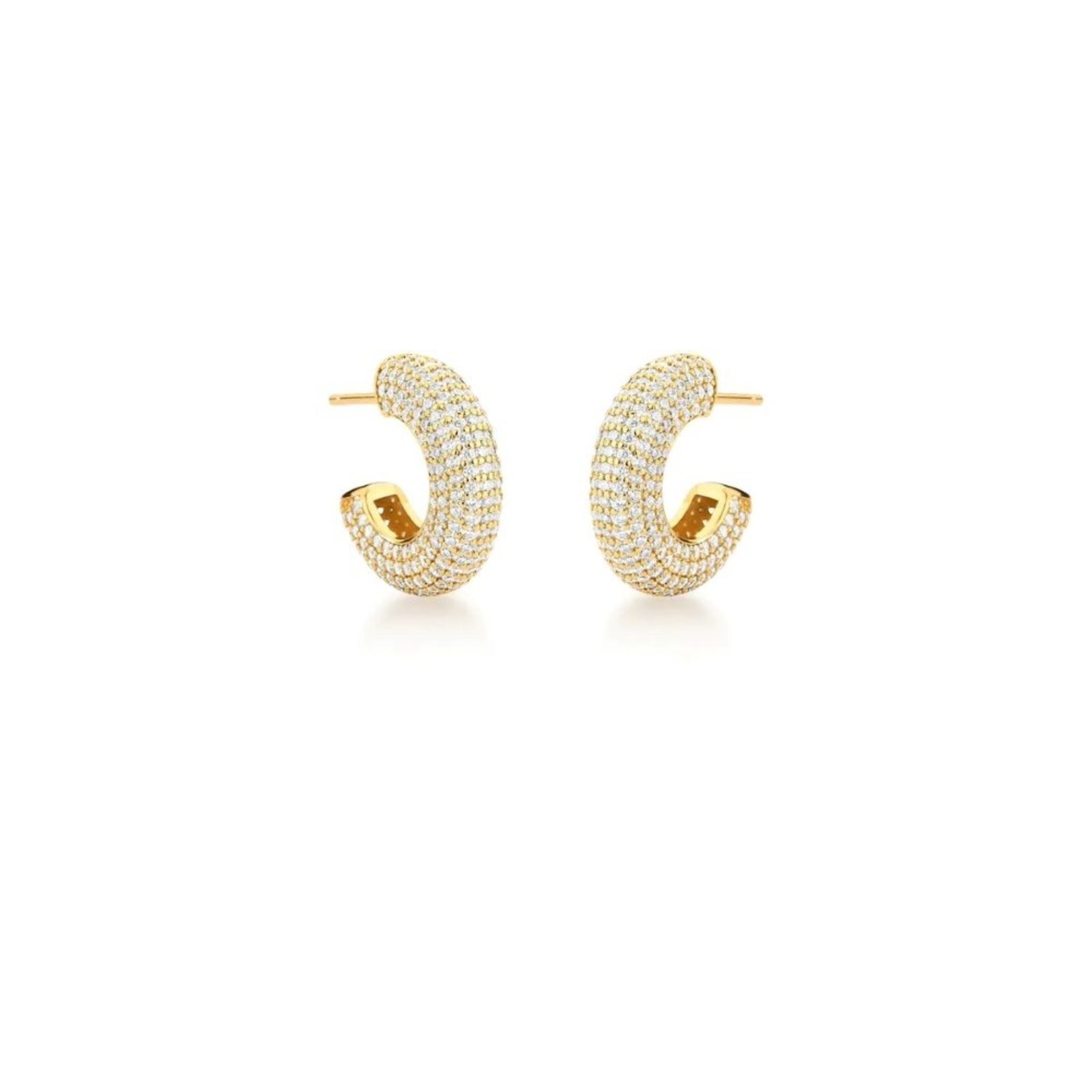 Infantil – Brinco Meia Argola Cravejado Semijoia Banhado a Ouro 18K Ania Store