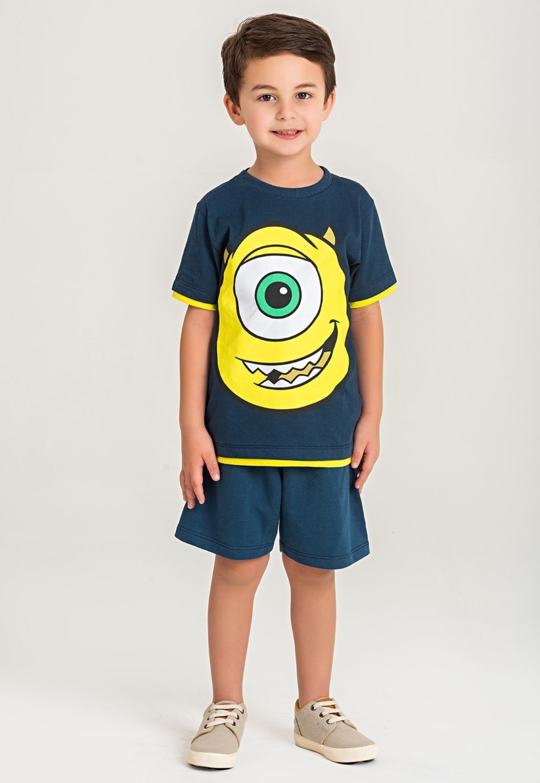 Vista 2 Infantil - Conjunto Masculino Bermuda e Camiseta Monstros S.A Disney® azul marinho Disney azul marinho