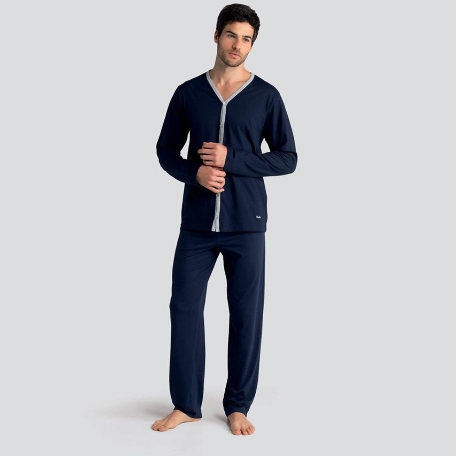 Pijama Longo com Abertura Frontal Mash Adulto Masculino 800.49
