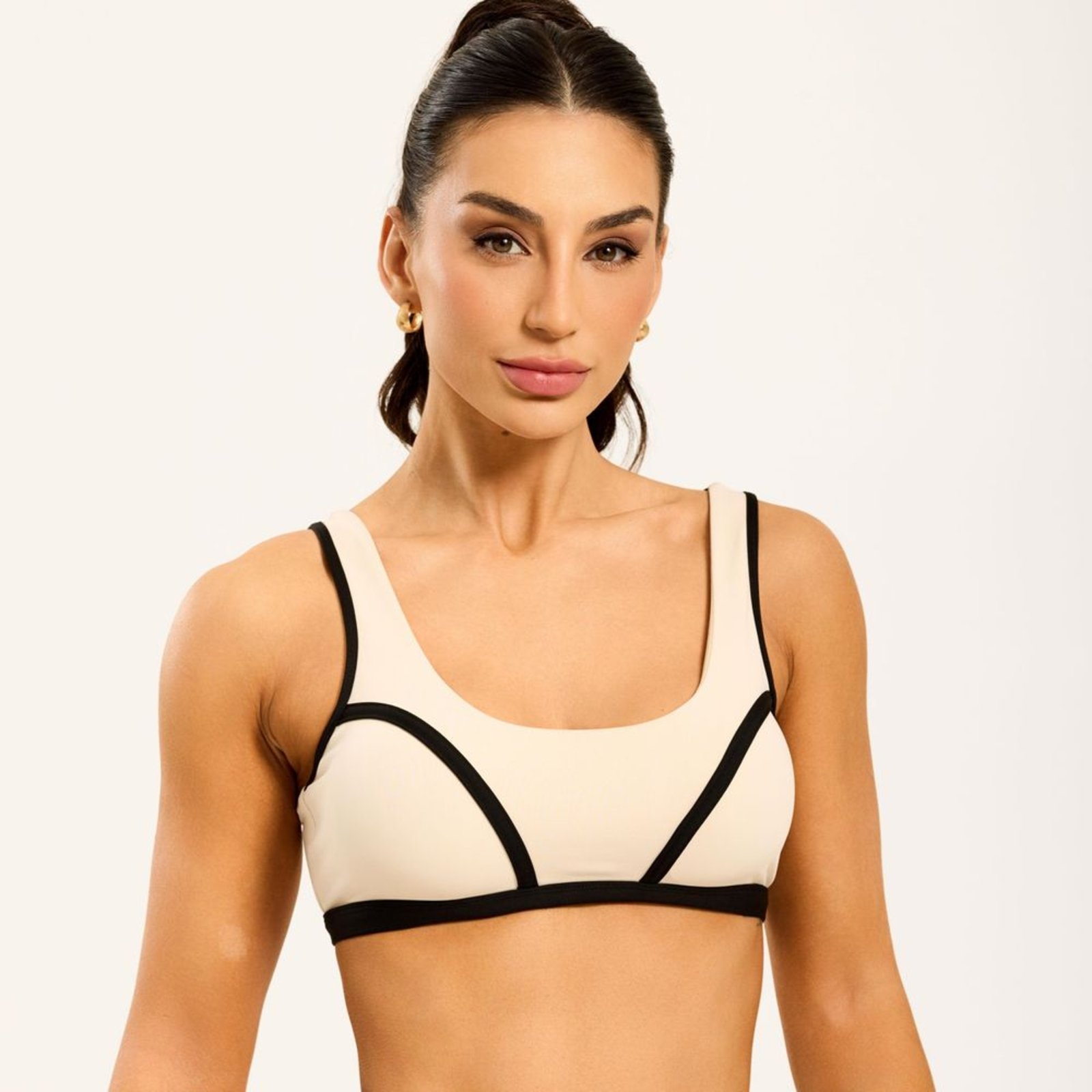 Vista 2 Top Cosmo Soft Beige Poliamida Com Bojo Donna Carioca off-white beige Donna Carioca off-white beige