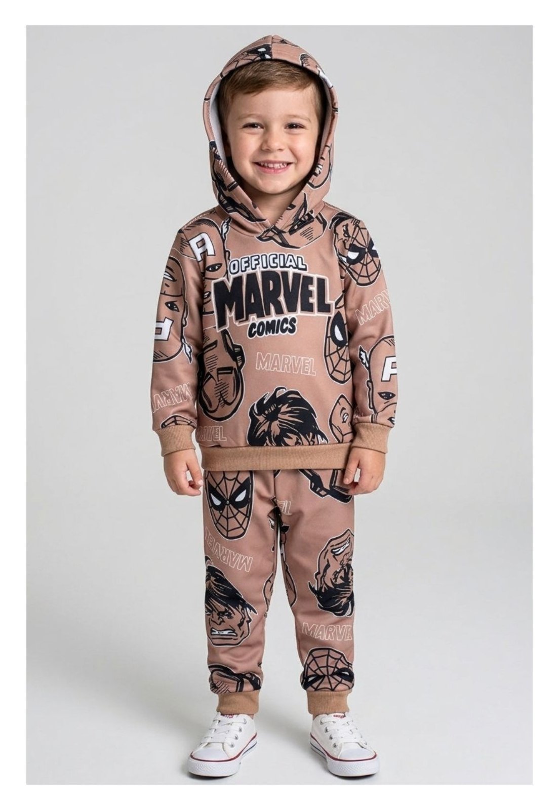 Infantil - Conjunto Marvel Casaco com Capuz e Calça Estampa Super Herói