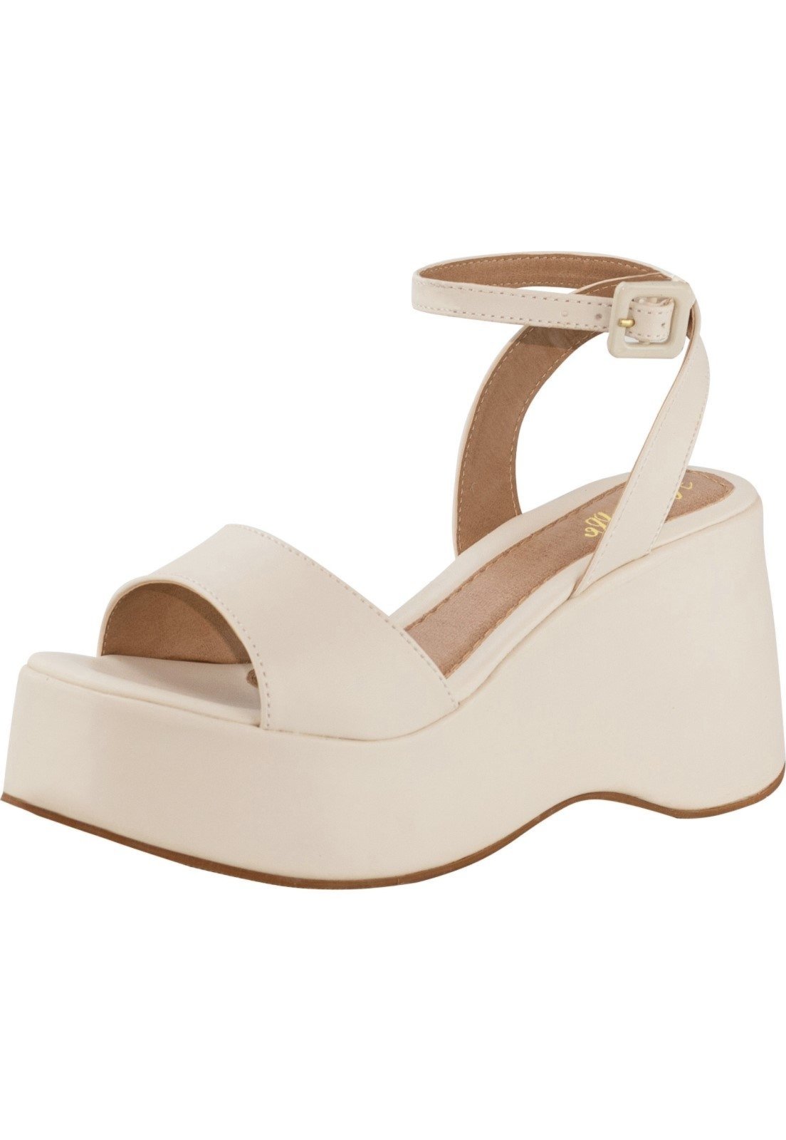 Sandália Feminina Plataforma Amorelle Anabela Meia Pata Confortável Off White