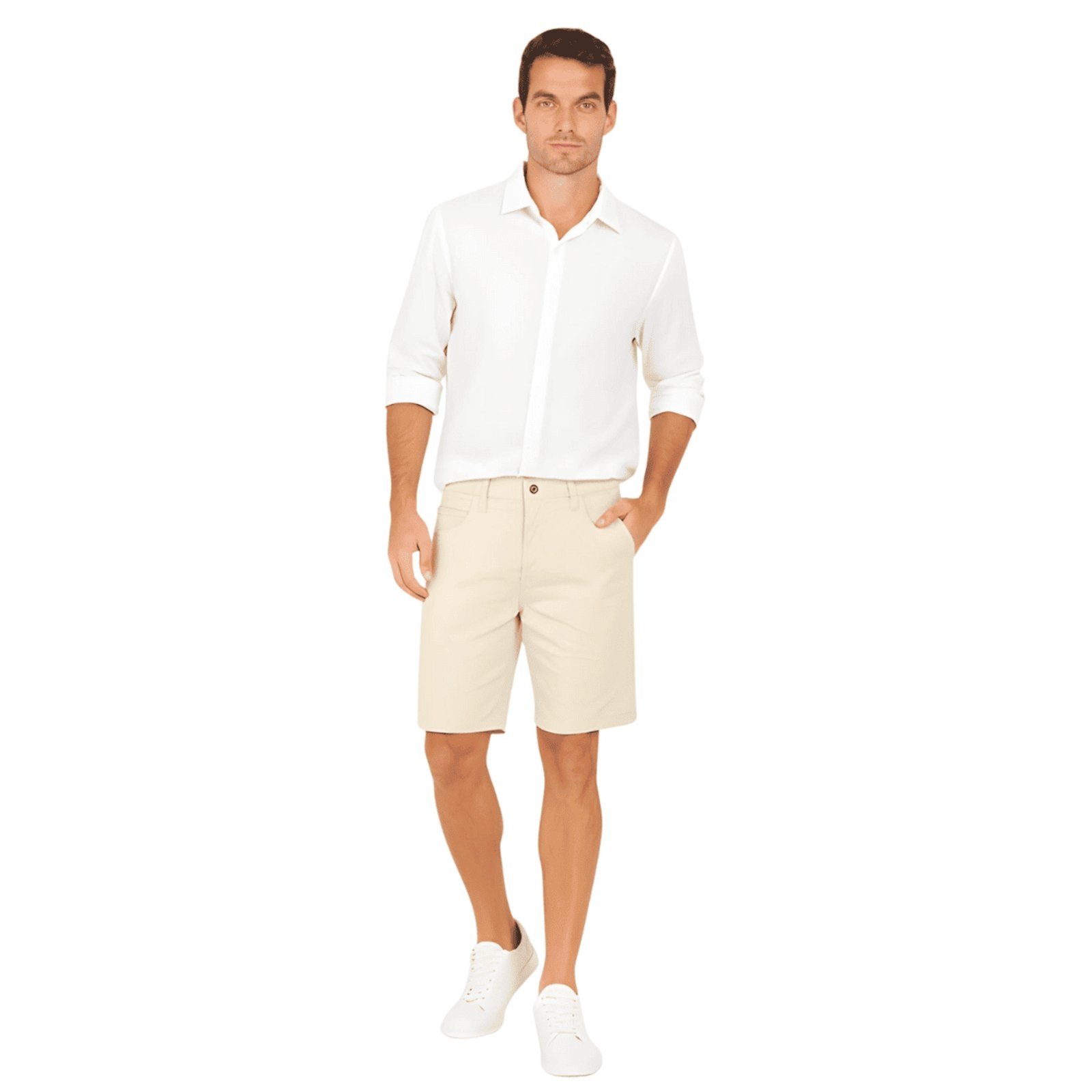 Vista 2 Bermuda Masculina De Sarja Davi Colcci bege Colcci bege
