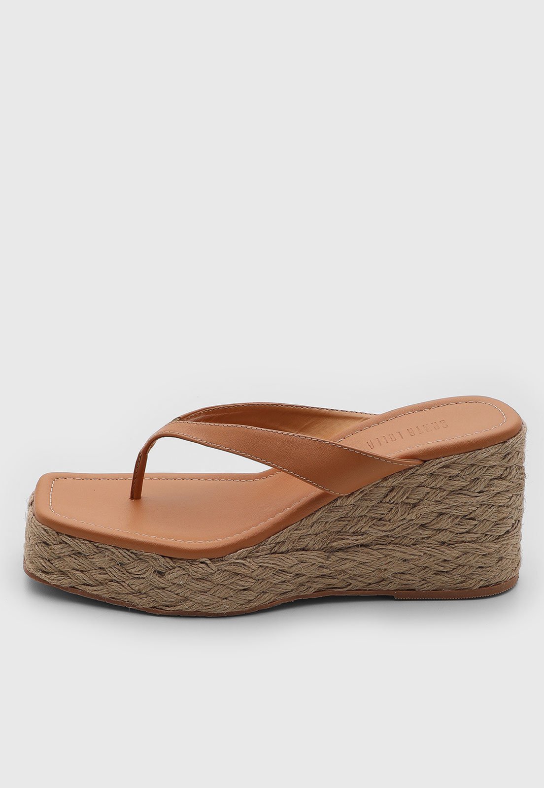 Sandália Feminina Santa Lolla Plataforma Couro Caramelo