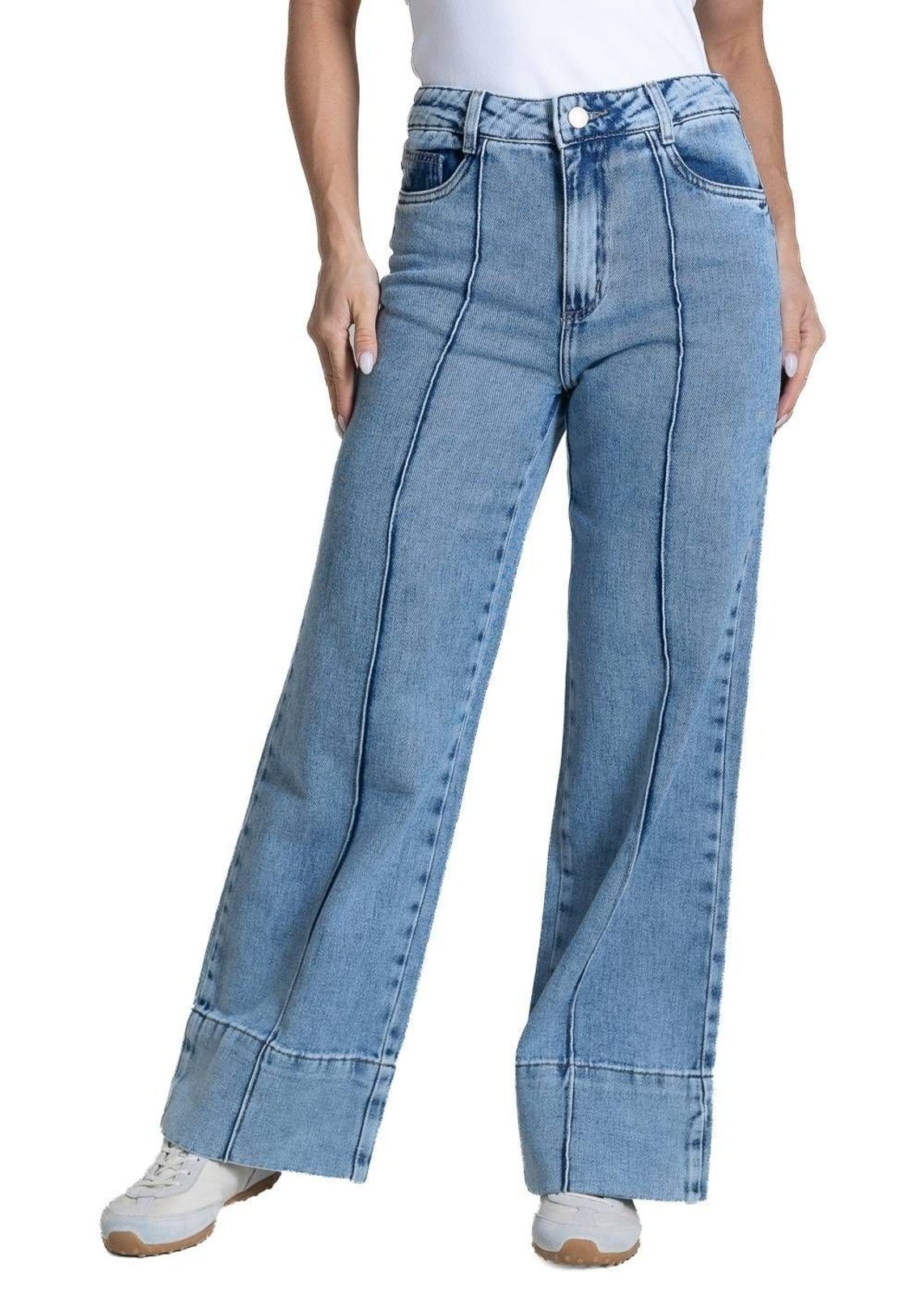 Calça Jeans Sawary Wide Leg Petit - 284086 - Azul - Sawary