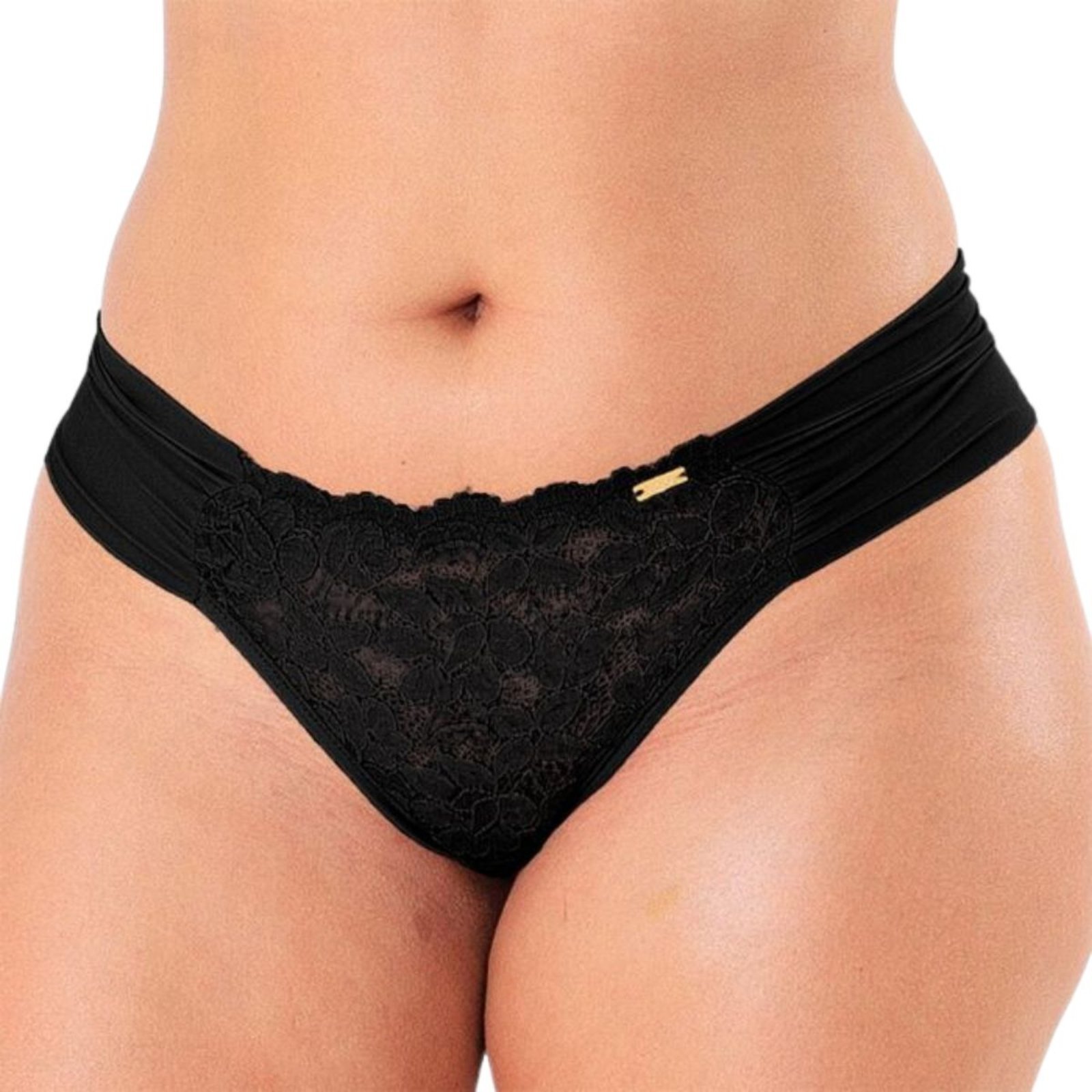 Calcinha Tanga Rendada com Lateral Drapeada Dilady