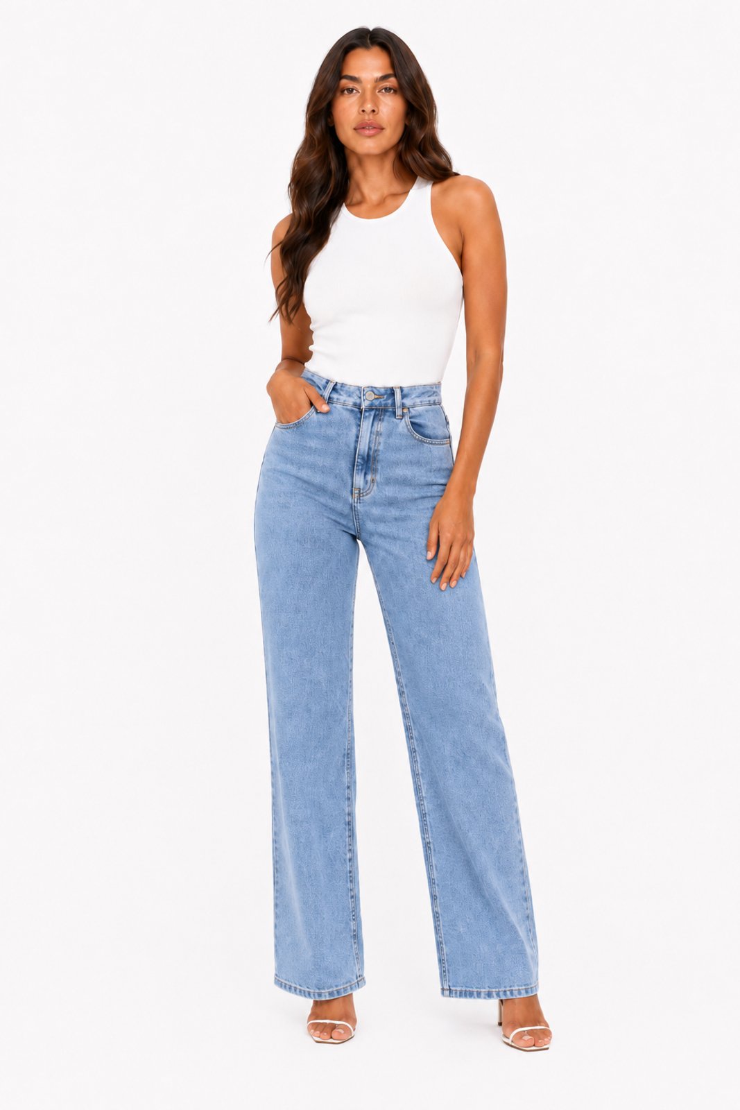Calça Reta Feminina D Bell Outlet Fashion Jeans Azul