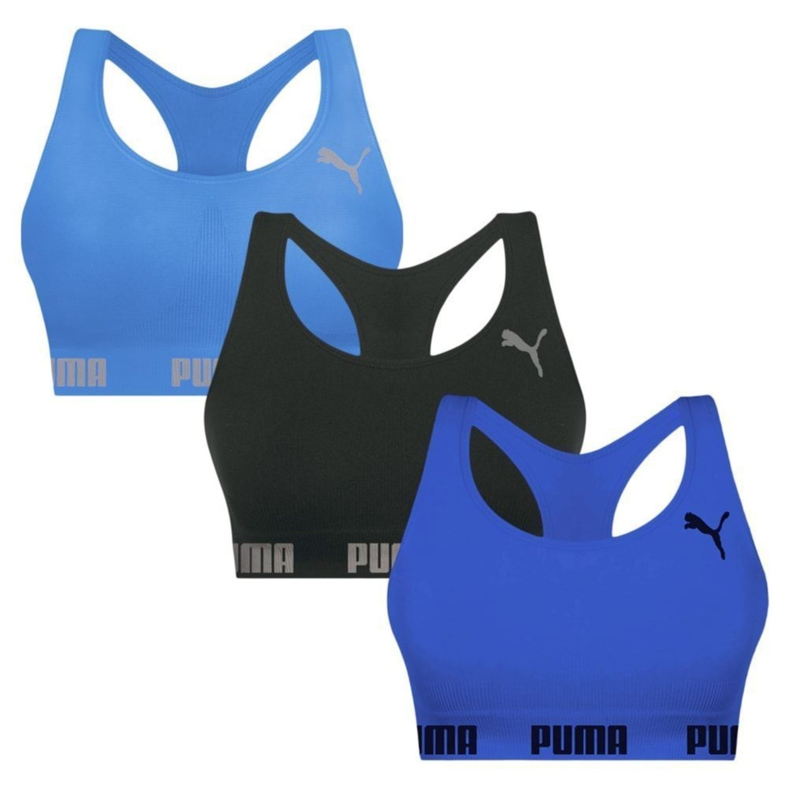 Kit 3 Tops Puma Nadador Sem Costura Feminino – Azul – puma