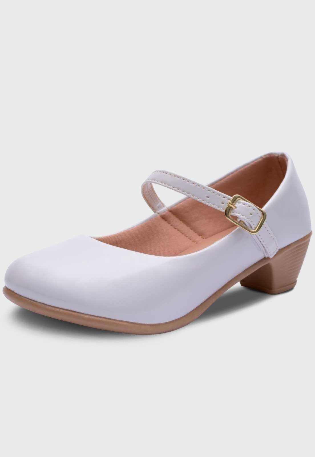 Infantil – Sapato de Salto Pópidí Menina Basico Branco