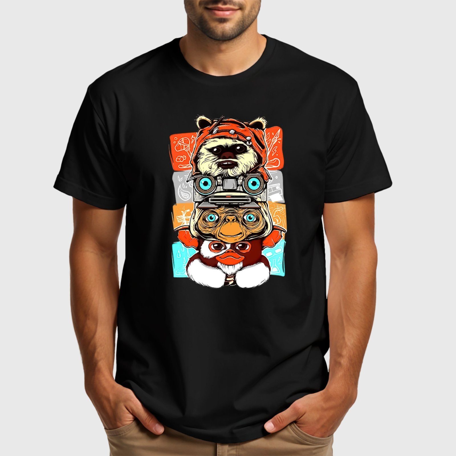 Vista 2 Camiseta Masculina Preta Nerd Algodão Premium Benellys preto Benellys preto
