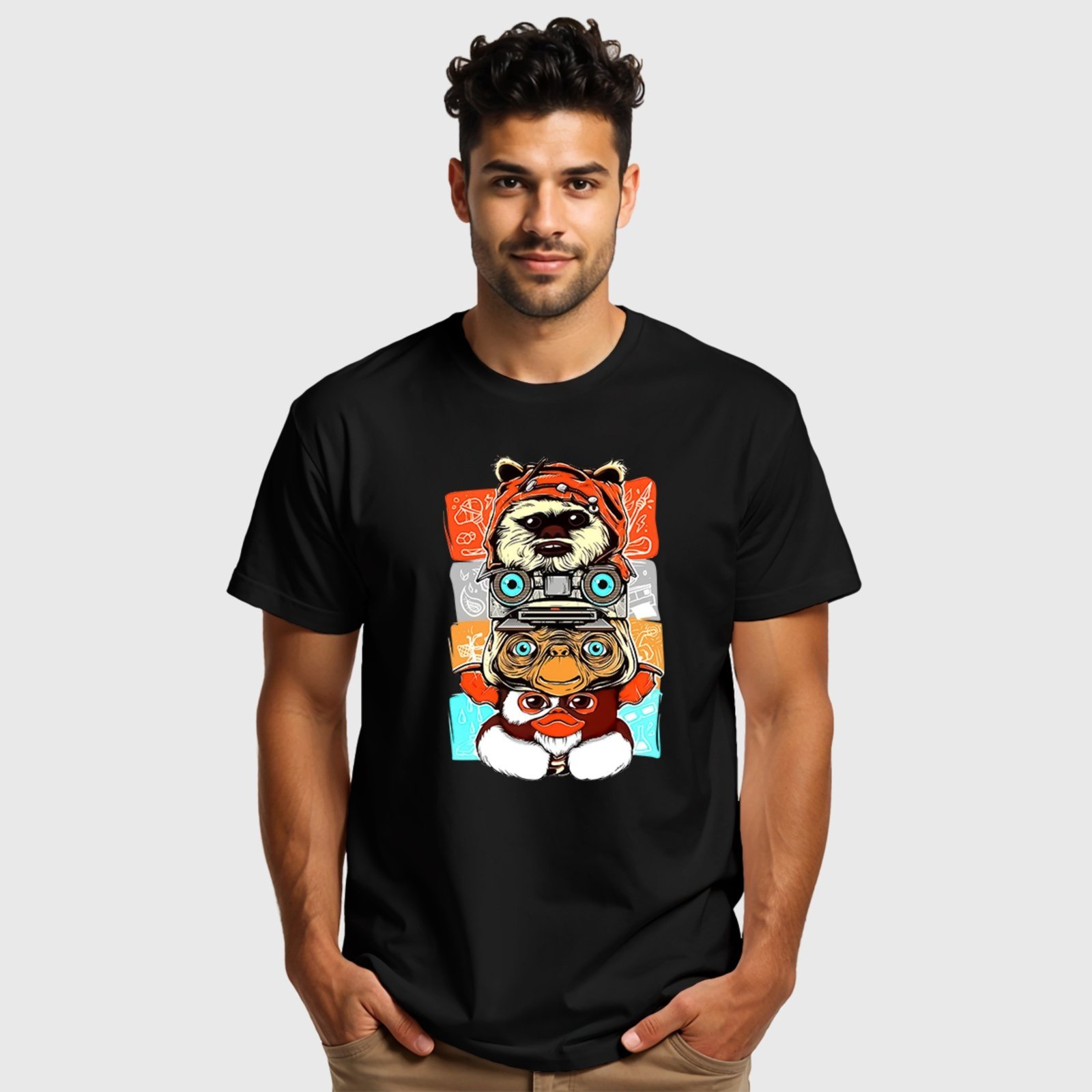 Vista 3 Camiseta Masculina Preta Nerd Algodão Premium Benellys preto Benellys preto