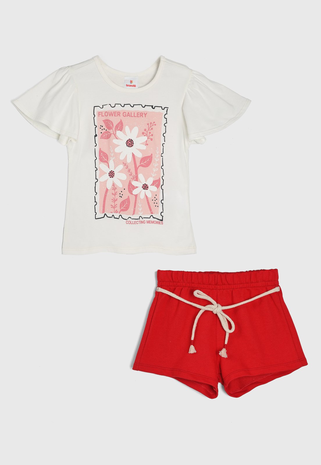 Infantil – Conjunto Curto Brandili Floral Off-White
