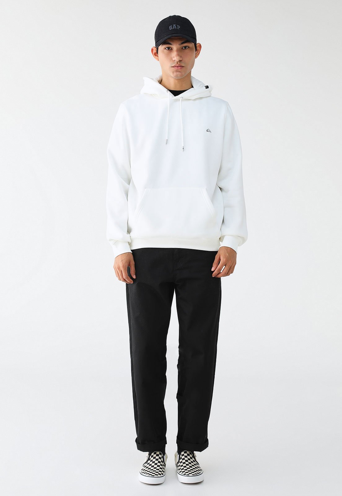 Blusa de Moletom Fechada Quiksilver Embroidery com Capuz Branca