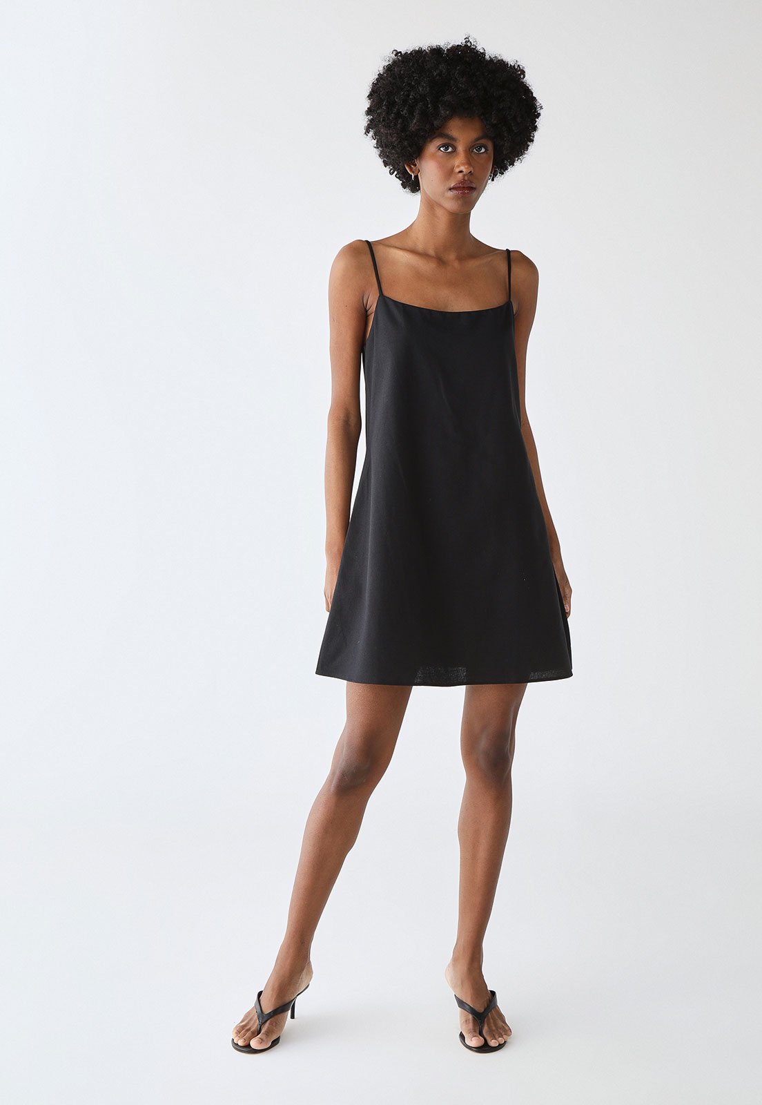 Vista 3 Vestido Lança Perfume Curto de Alças Lança Perfume preto