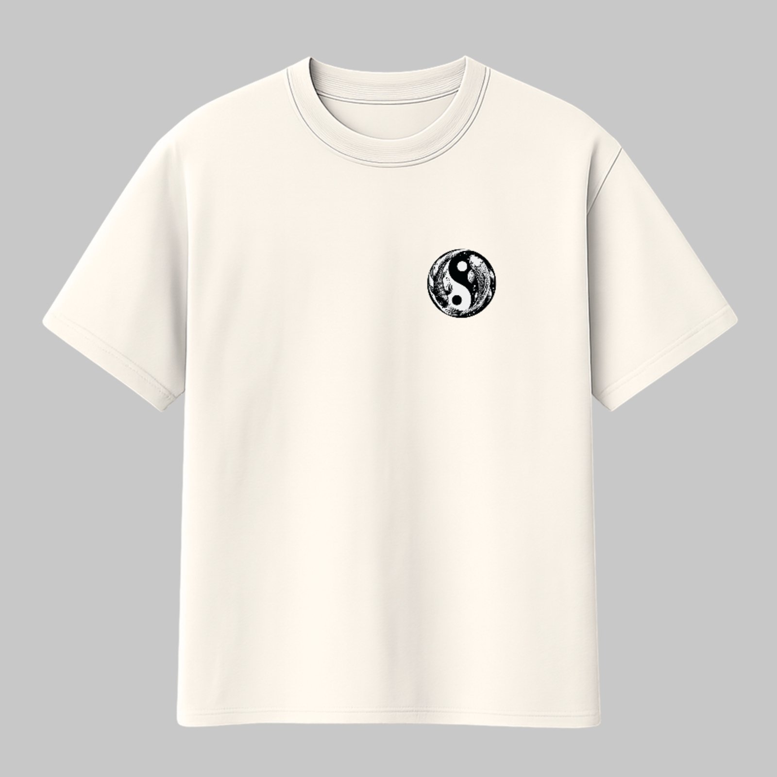 Camiseta Básica Dragões Orientais Yin Yang Unissex Off White