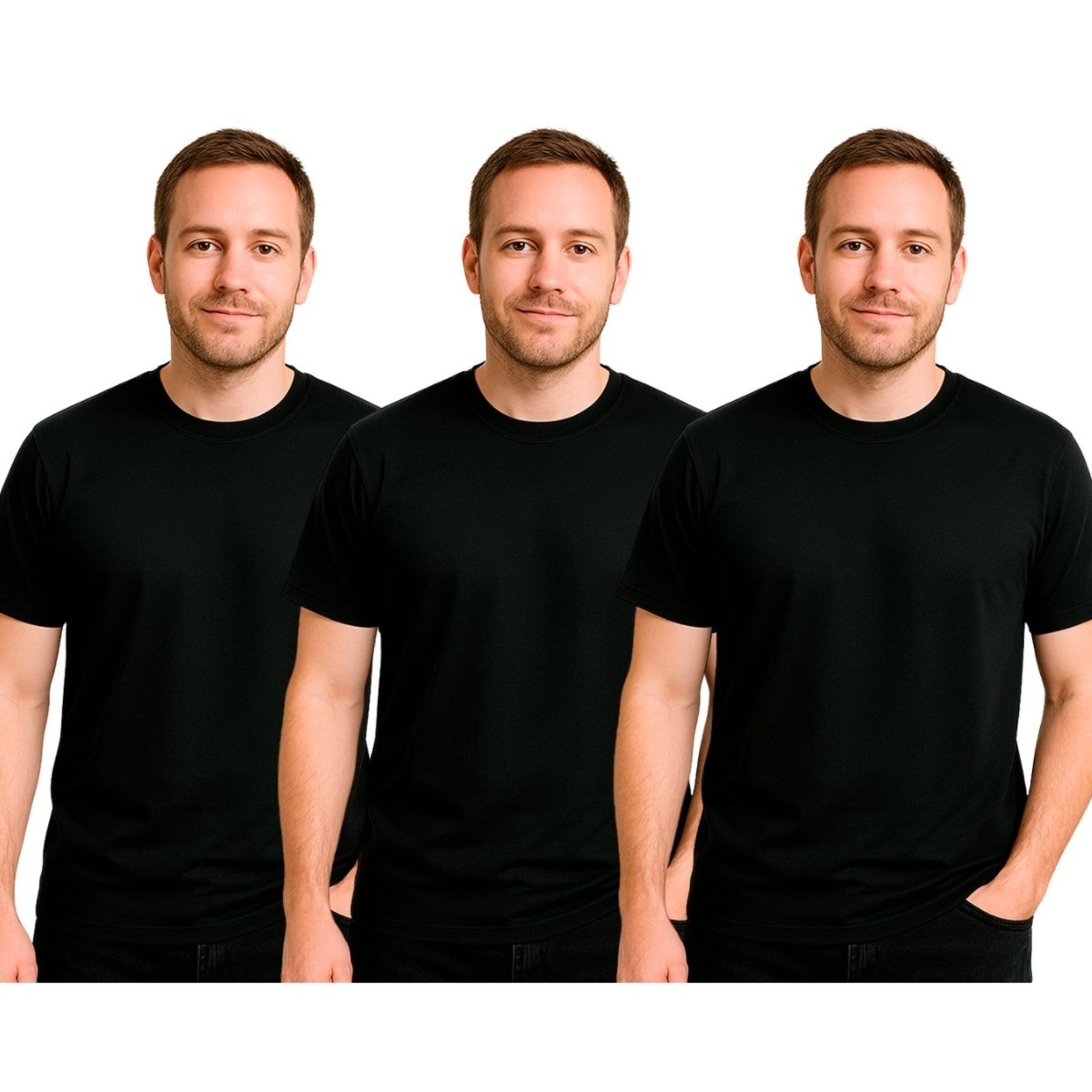 Kit 3 Camisetas Masculinas FMF Básicas Fitness Dry Fit Treino Academia Preto