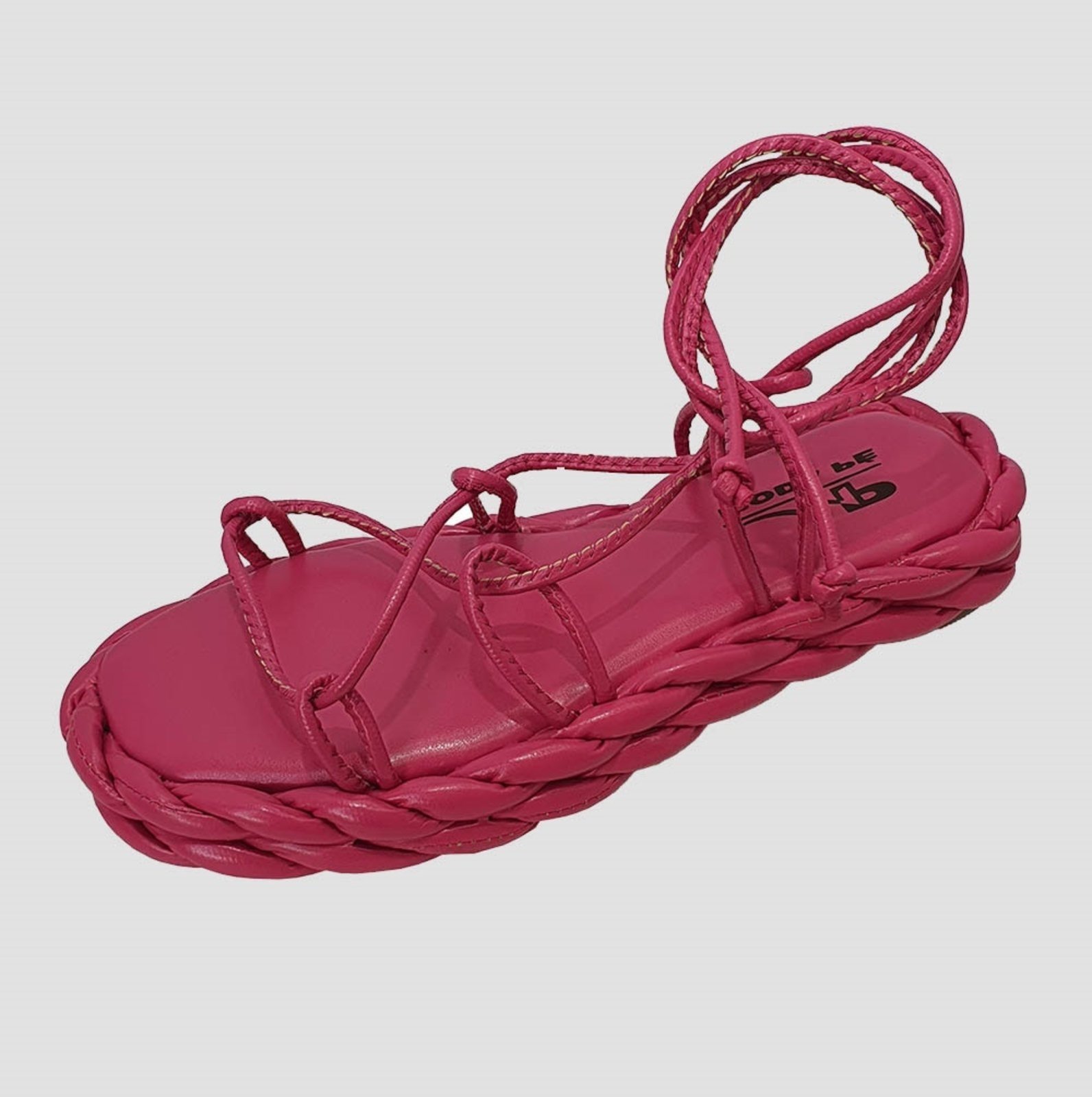 Sandália Flatform Plataforma Moda Pé Amarração Trança
