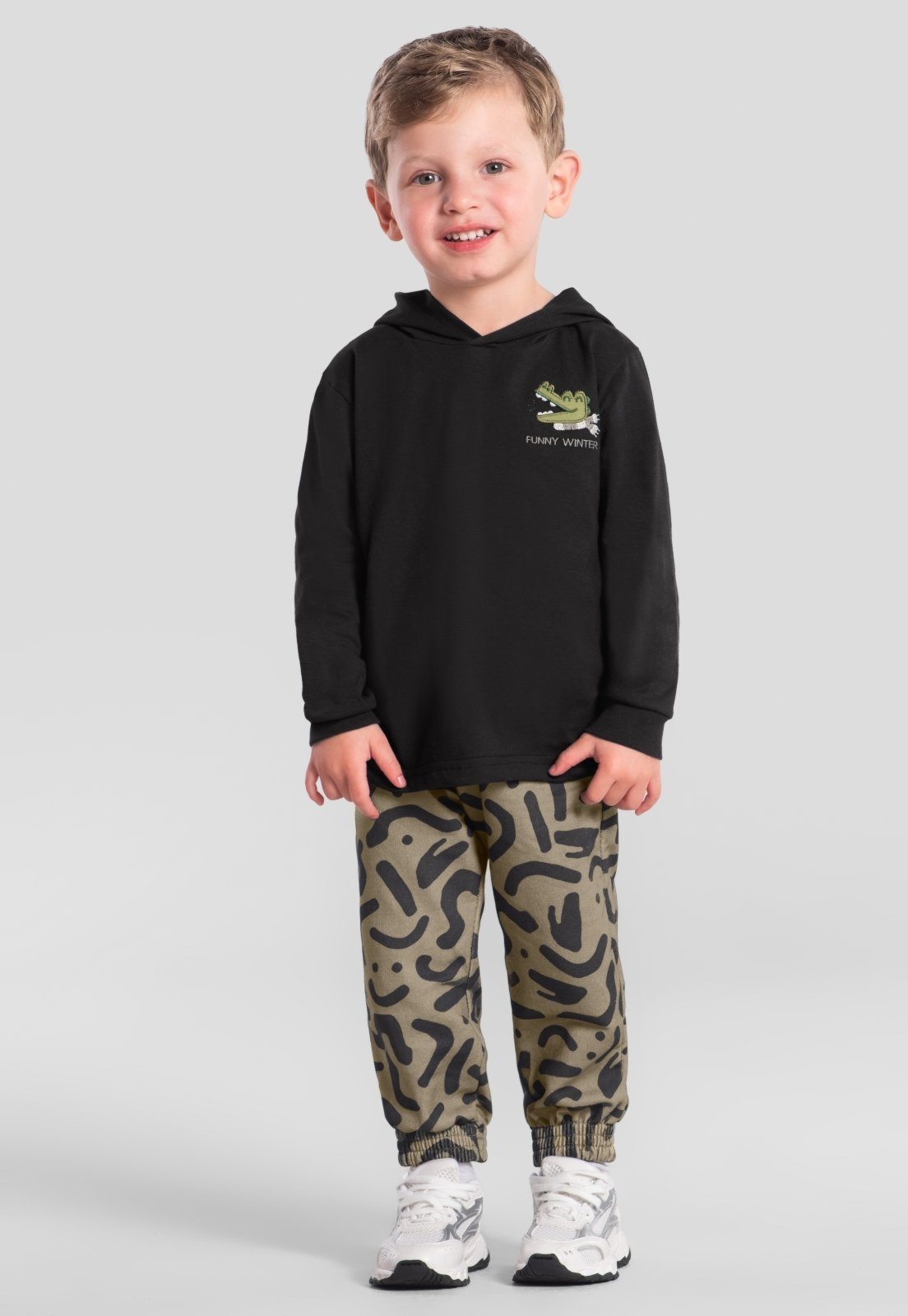 Infantil - Conjunto menino com bordado de jacaré Brandili
