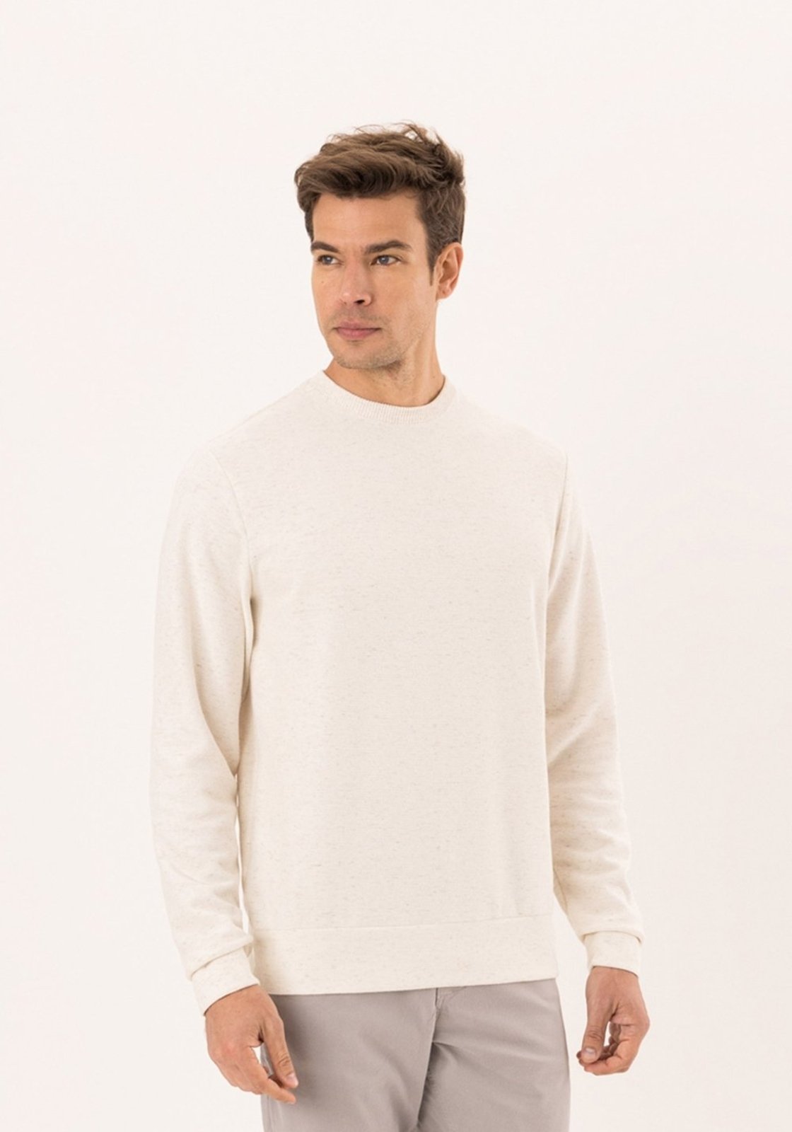 Camiseta De Mangas Longas Em Malha Com Linho